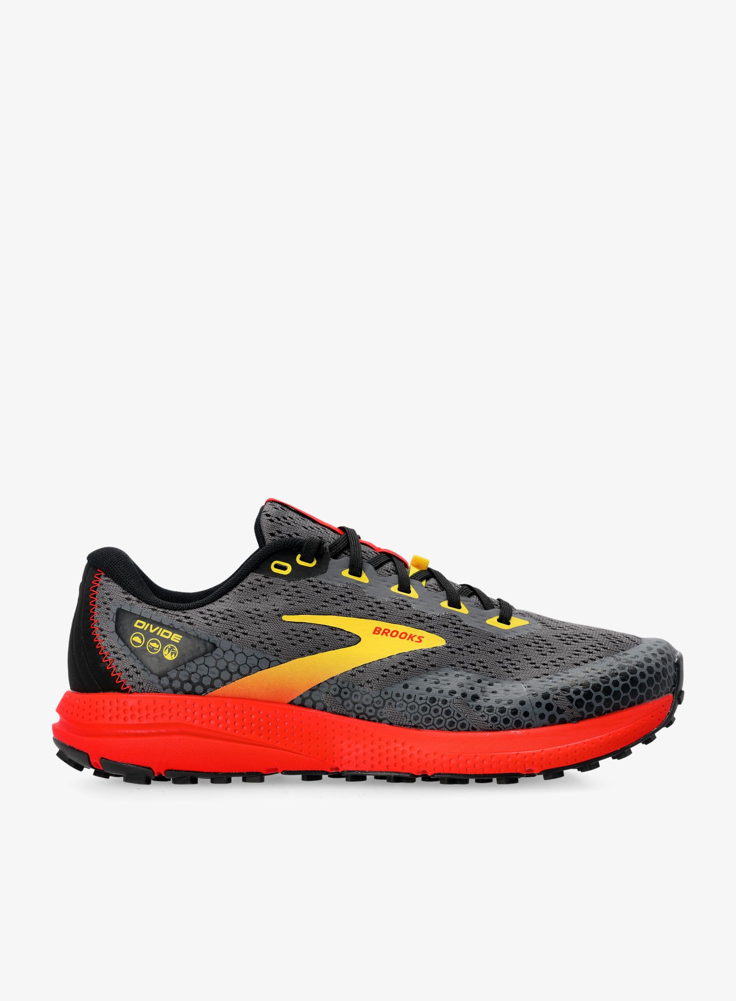 Běžecké boty pánské Brooks Divide 3 - black/fiery red/blazing yellow