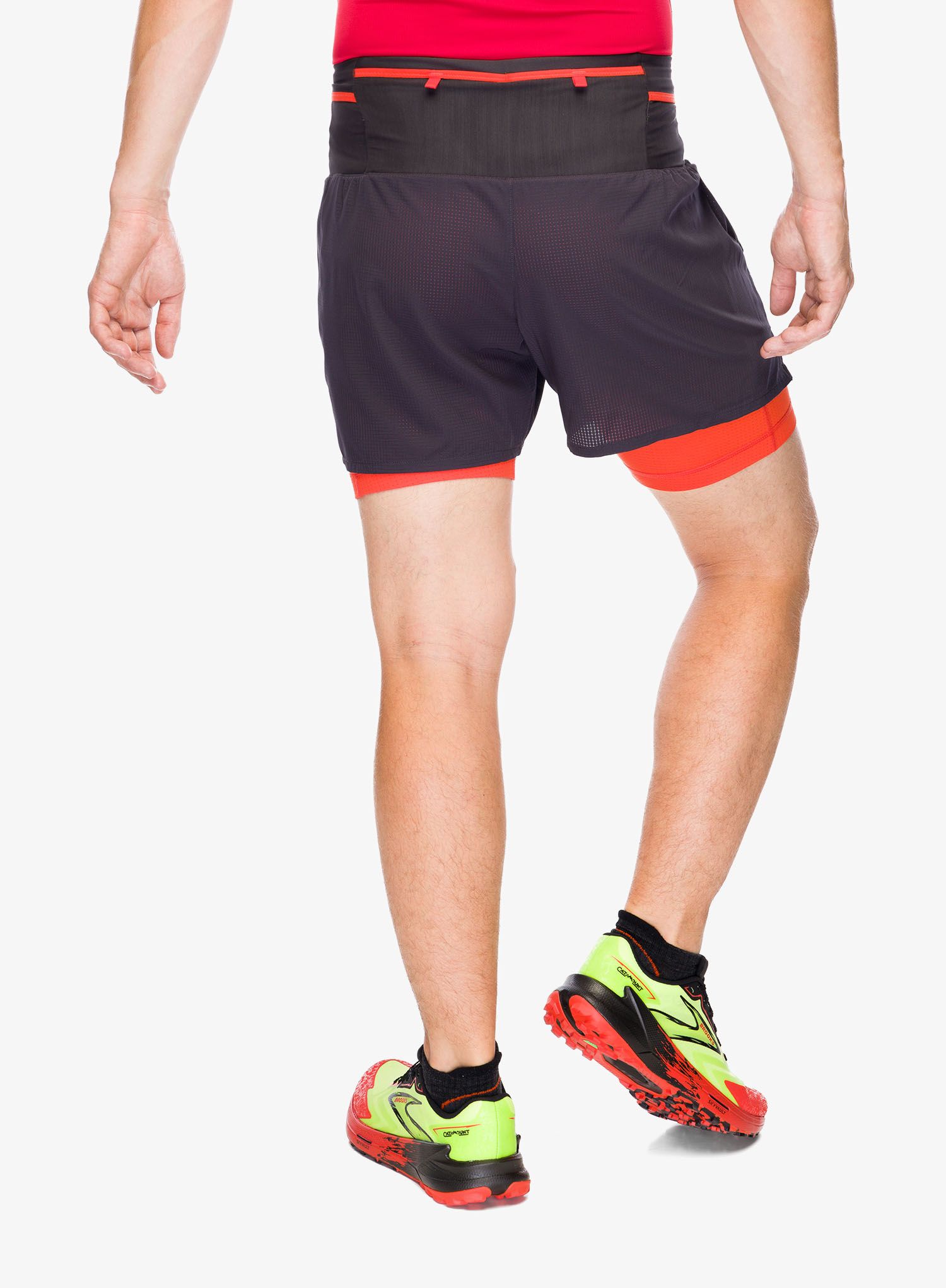 Běžecké kraťasy Brooks High Point 5in 2-in-1 Short 2.0 - phantom grey/cherry tomato