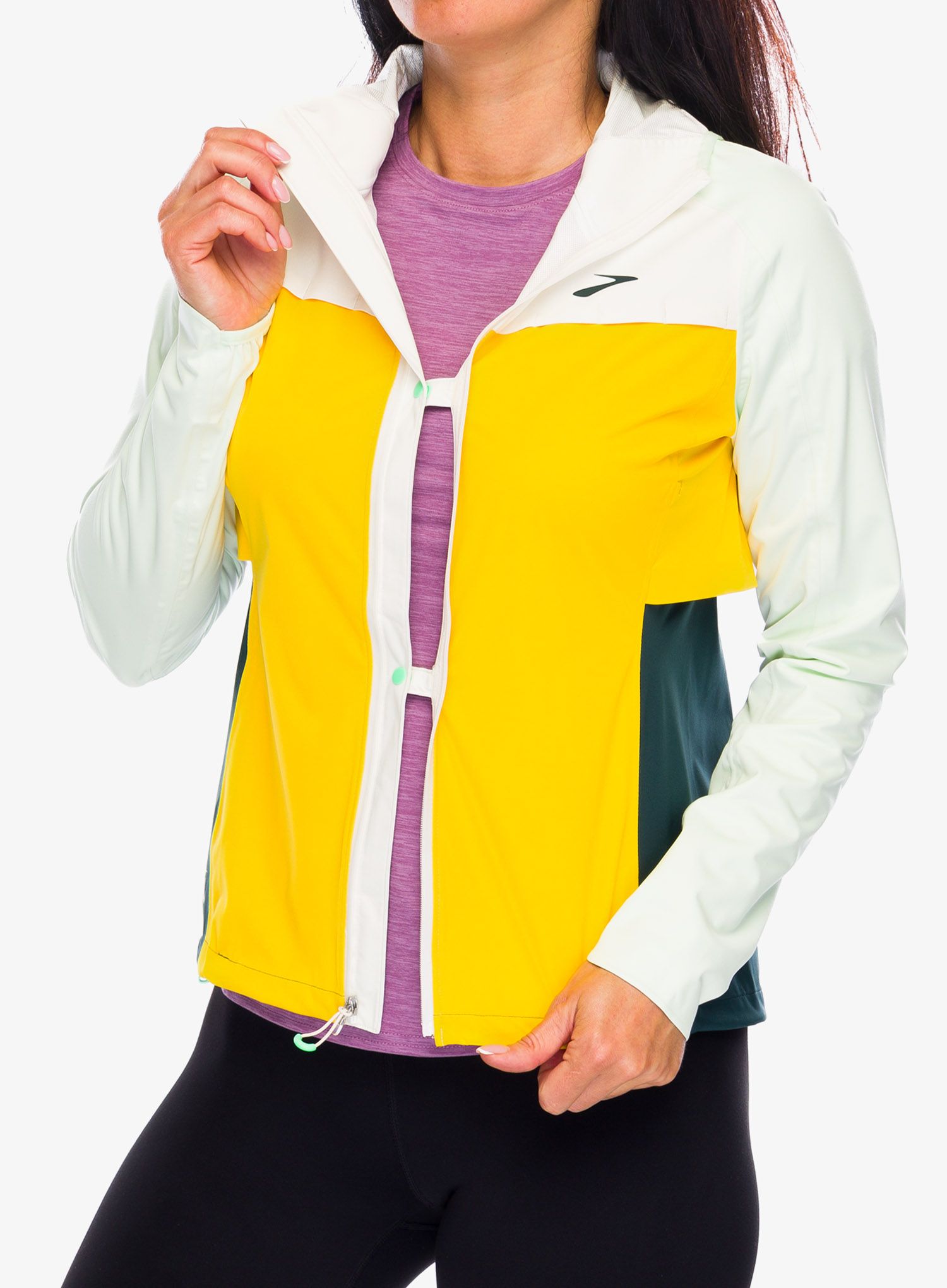 Dámská bunda do deště Brooks High Point Waterproof Jacket - lemon/ecru/green