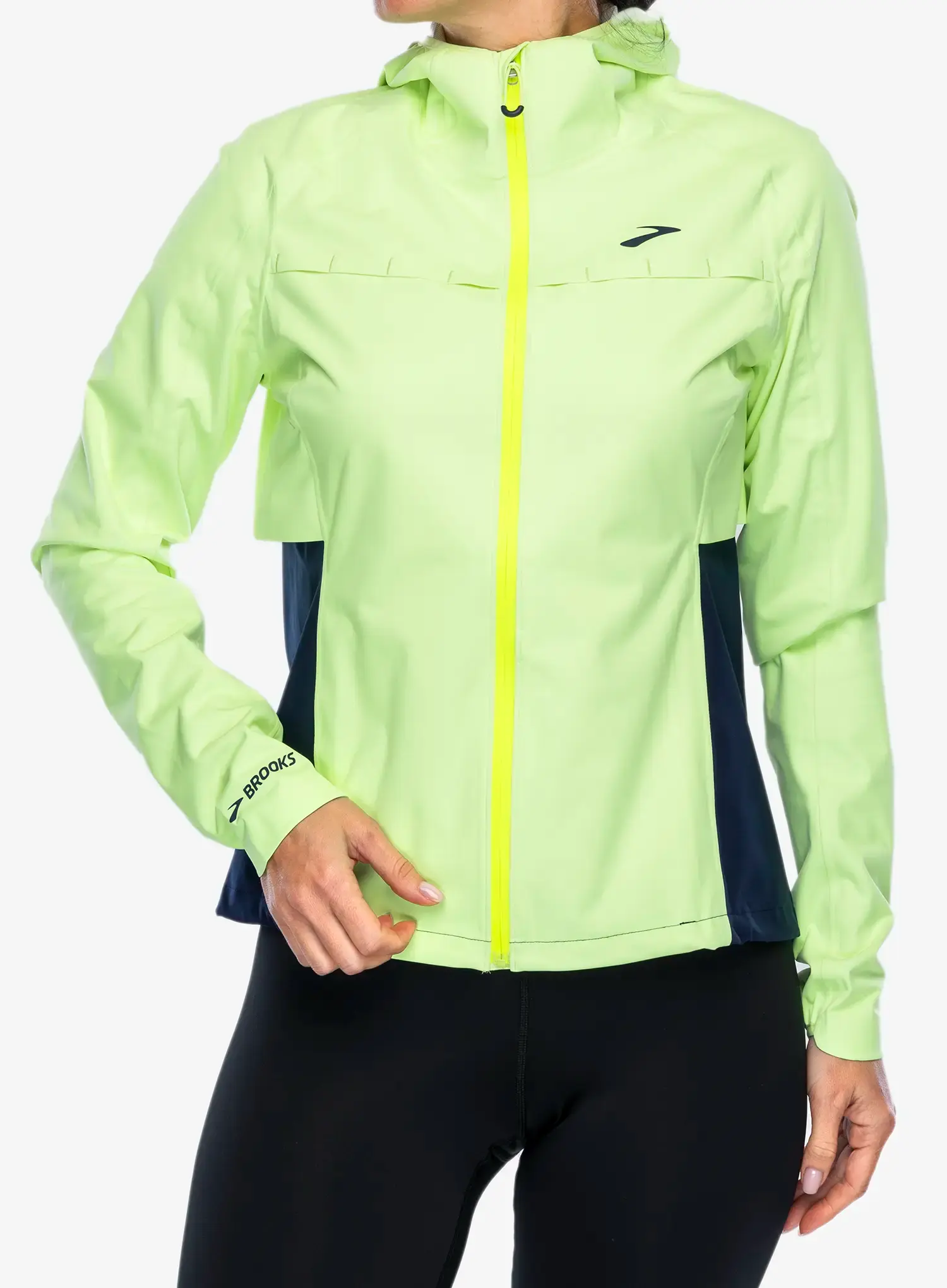 Bunda na běhání dámská Brooks High Point Waterproof Jacket - lime/navy