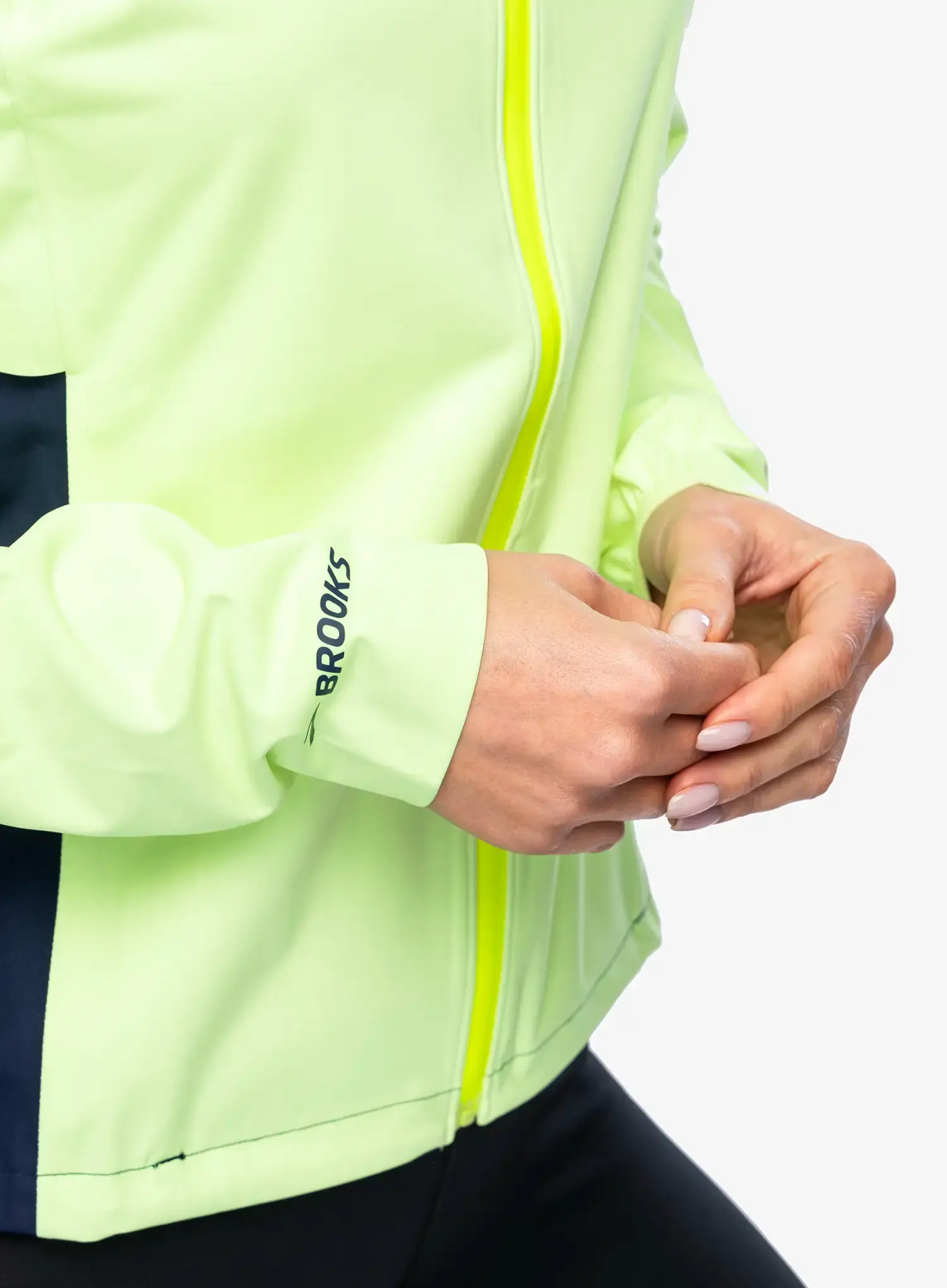 Bunda na běhání dámská Brooks High Point Waterproof Jacket - lime/navy