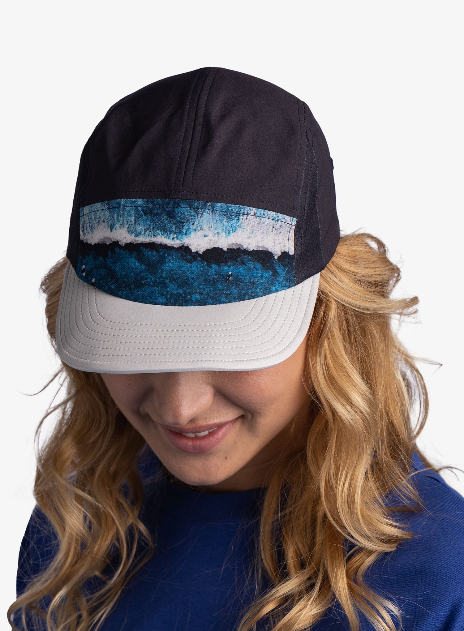 Běžecká čepice Buff 5 Panel Go Cap - parley navy