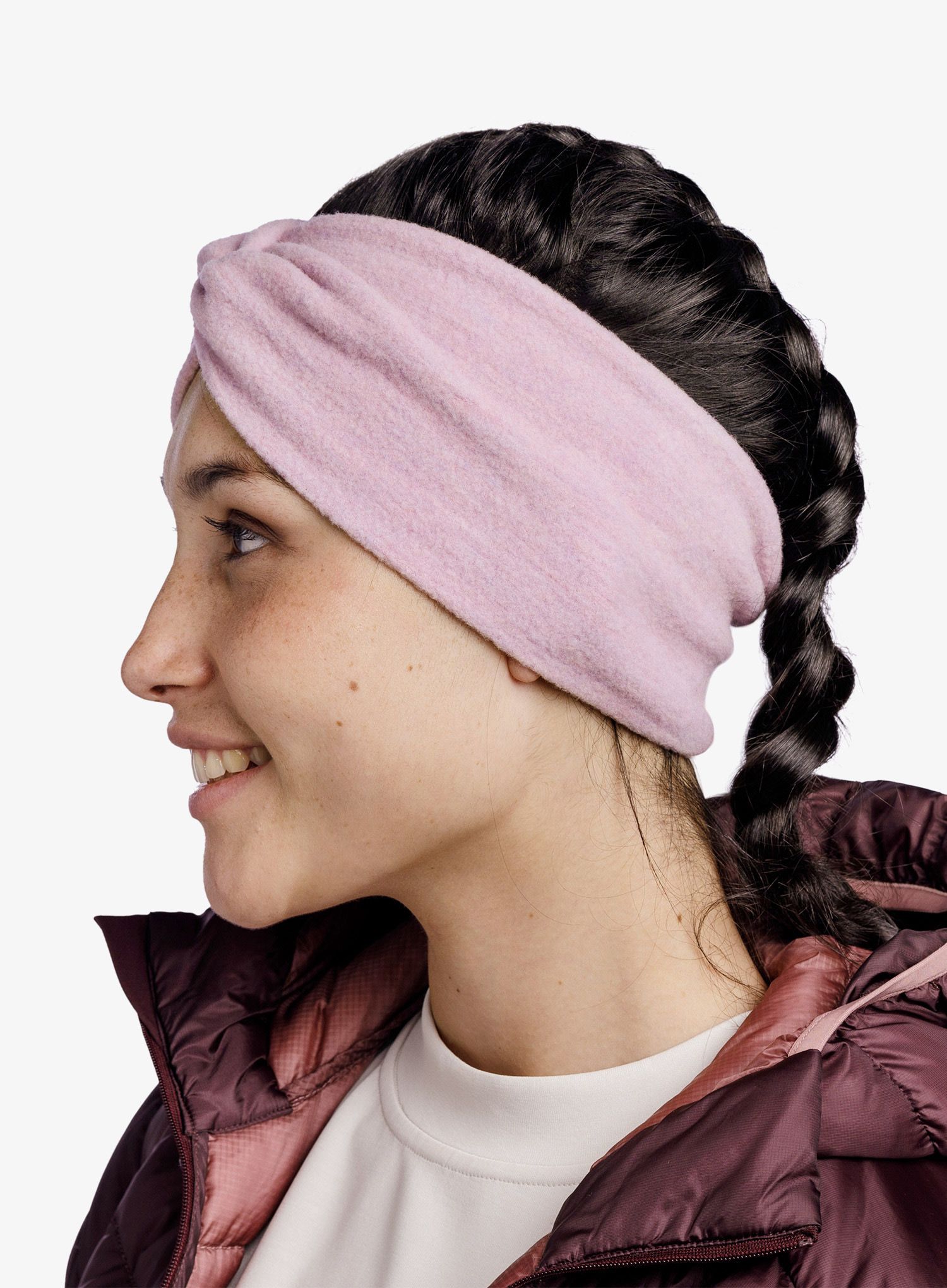 Dámská čelenka na běhání Buff Merino Fleece Headband - lilac sand