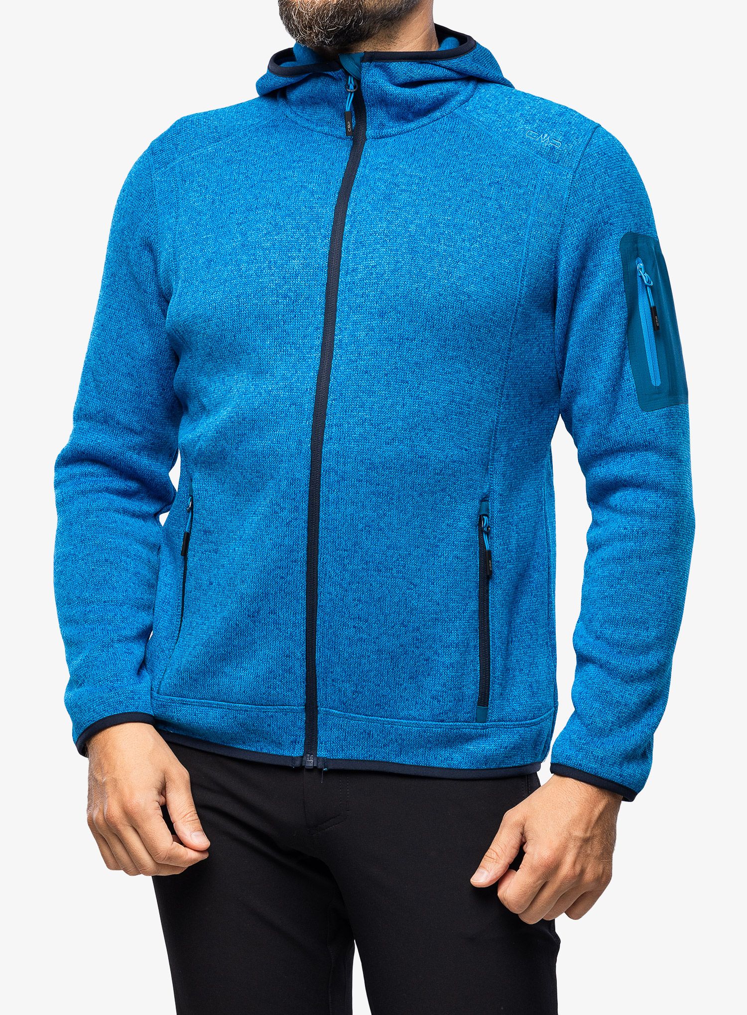 Fleecová mikina CMP Borgis Fix Hood Jacket Knitted - river/petrol
