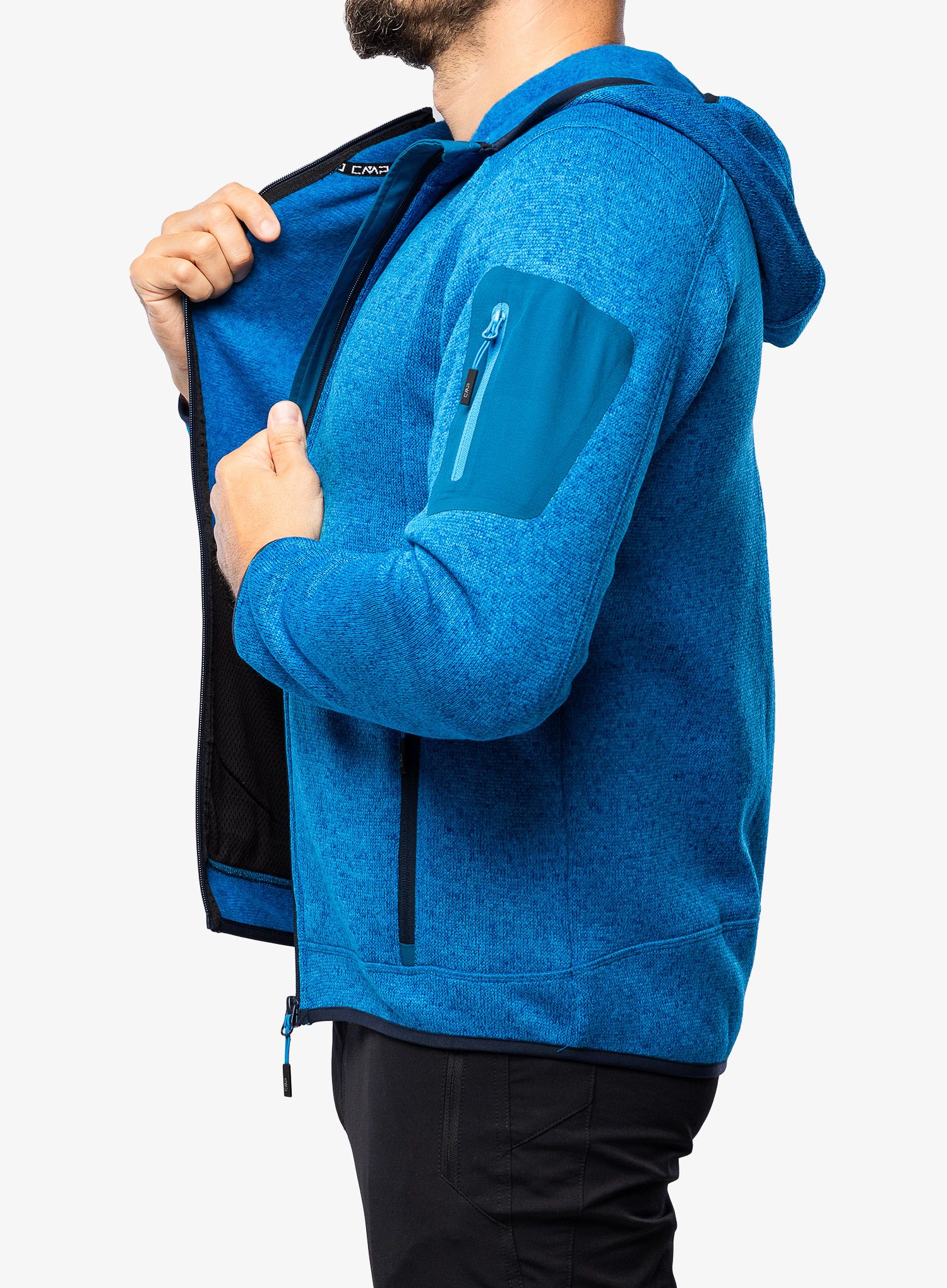 Fleecová mikina CMP Borgis Fix Hood Jacket Knitted - river/petrol