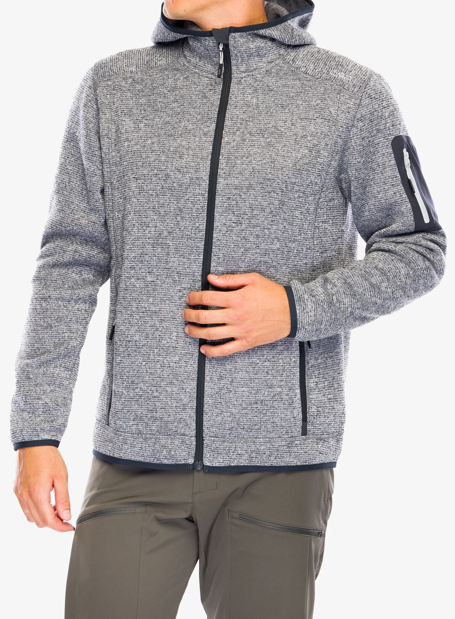 Fleecová bunda CMP Borgis Fix Hood Jacket - ice/titanio/nero