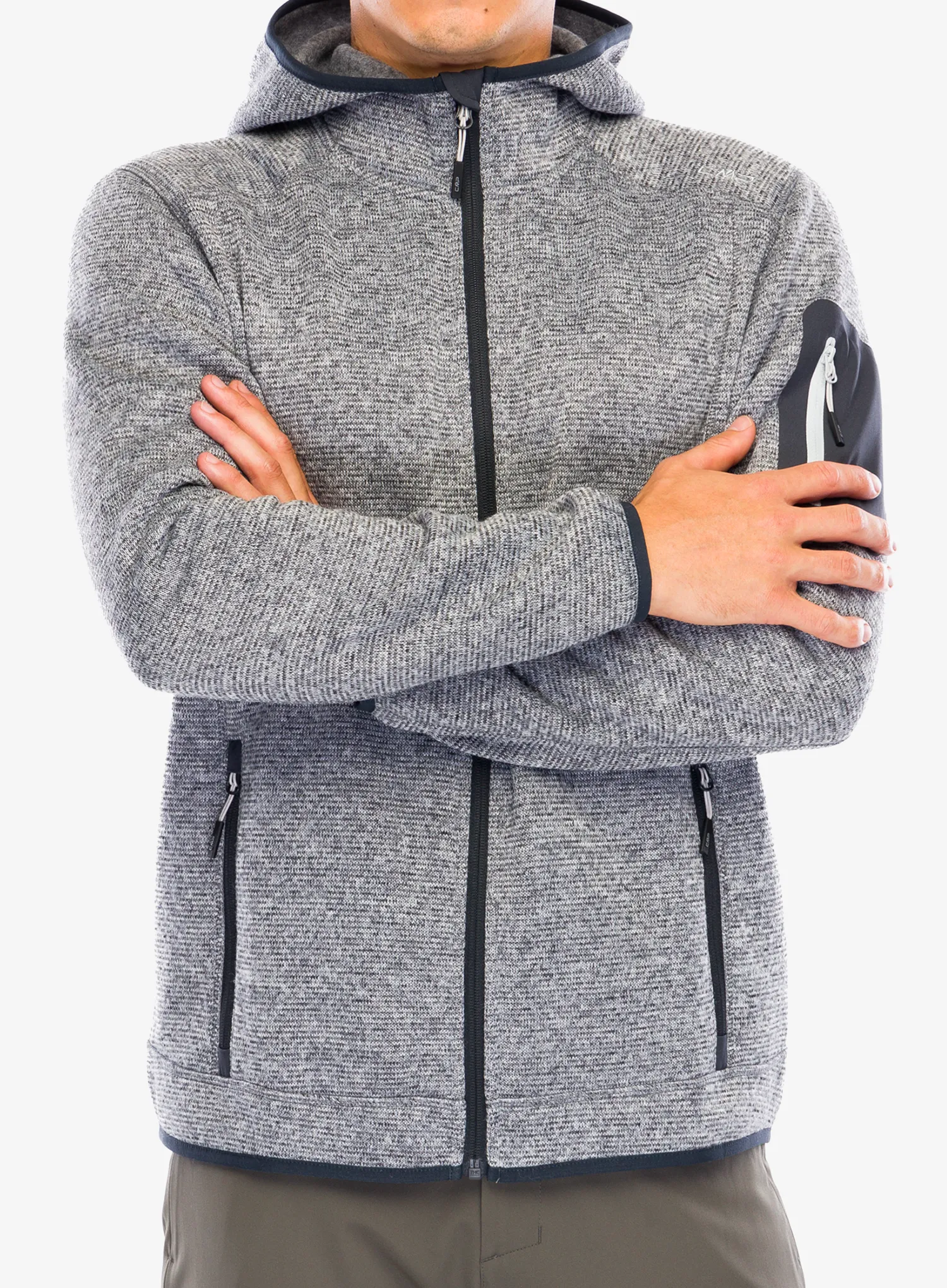 Fleecová bunda CMP Borgis Fix Hood Jacket - ice/titanio/nero