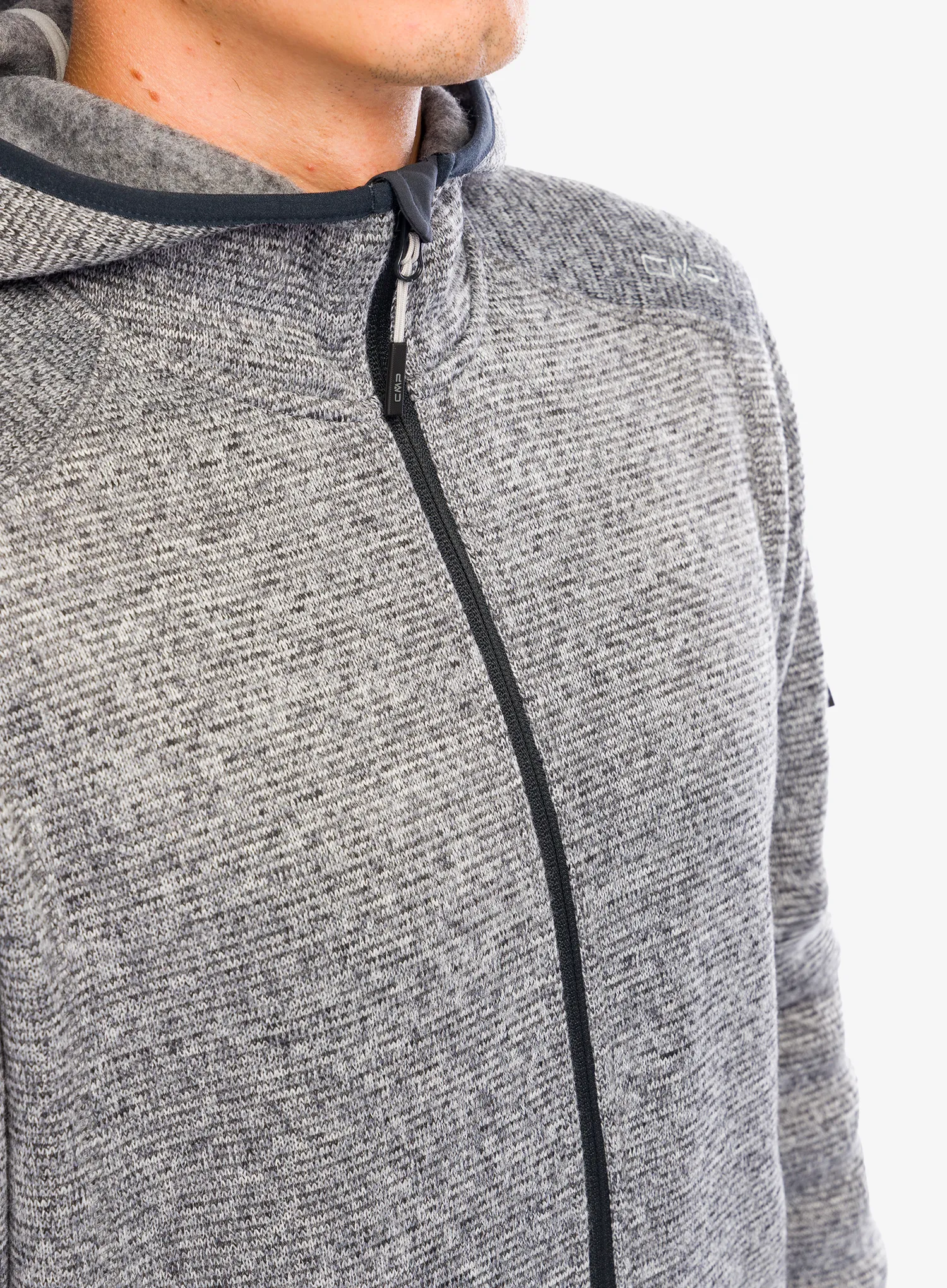 Fleecová bunda CMP Borgis Fix Hood Jacket - ice/titanio/nero