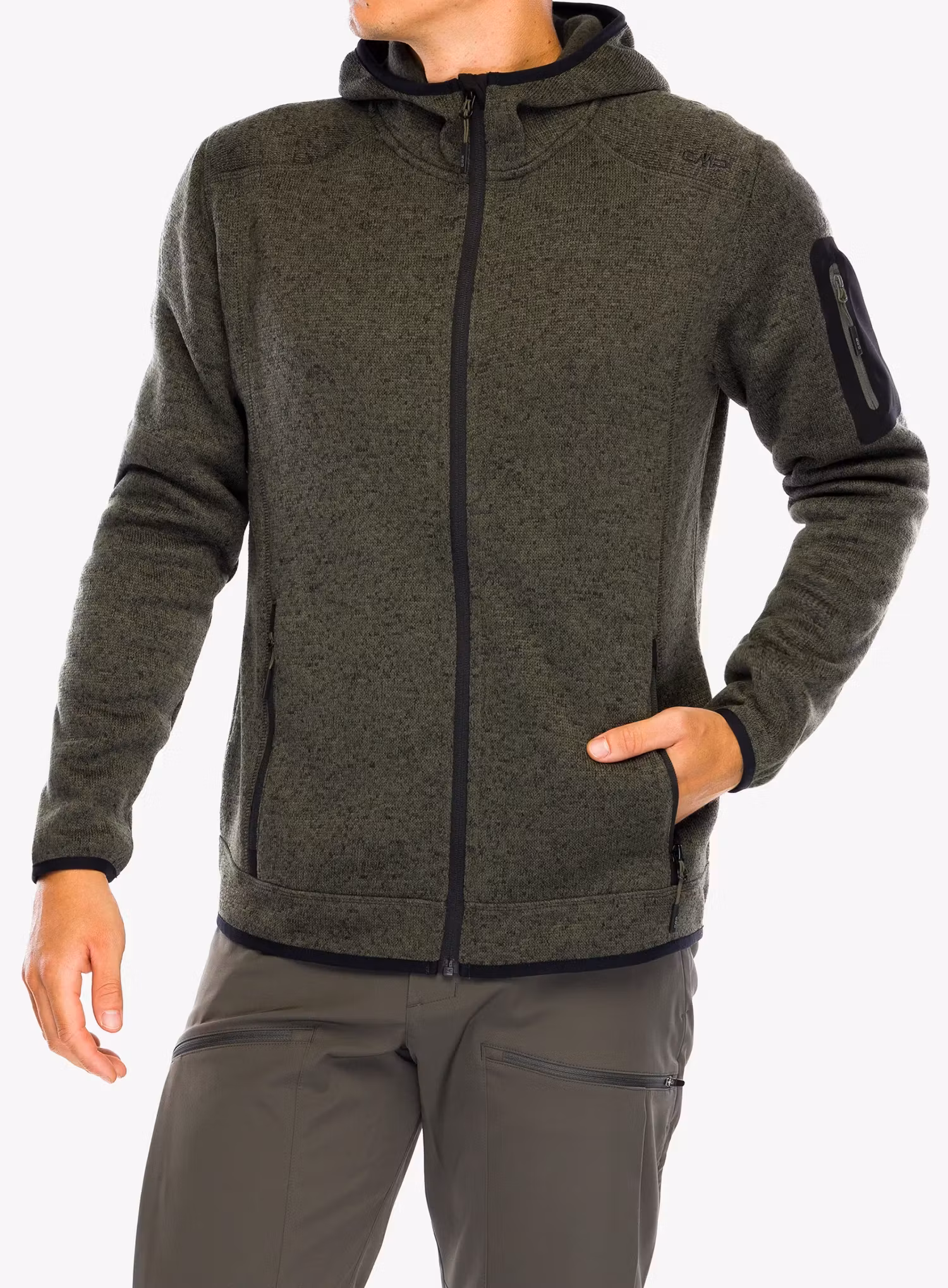 Fleecová bunda CMP Borgis Fix Hood Jacket - olive/nero