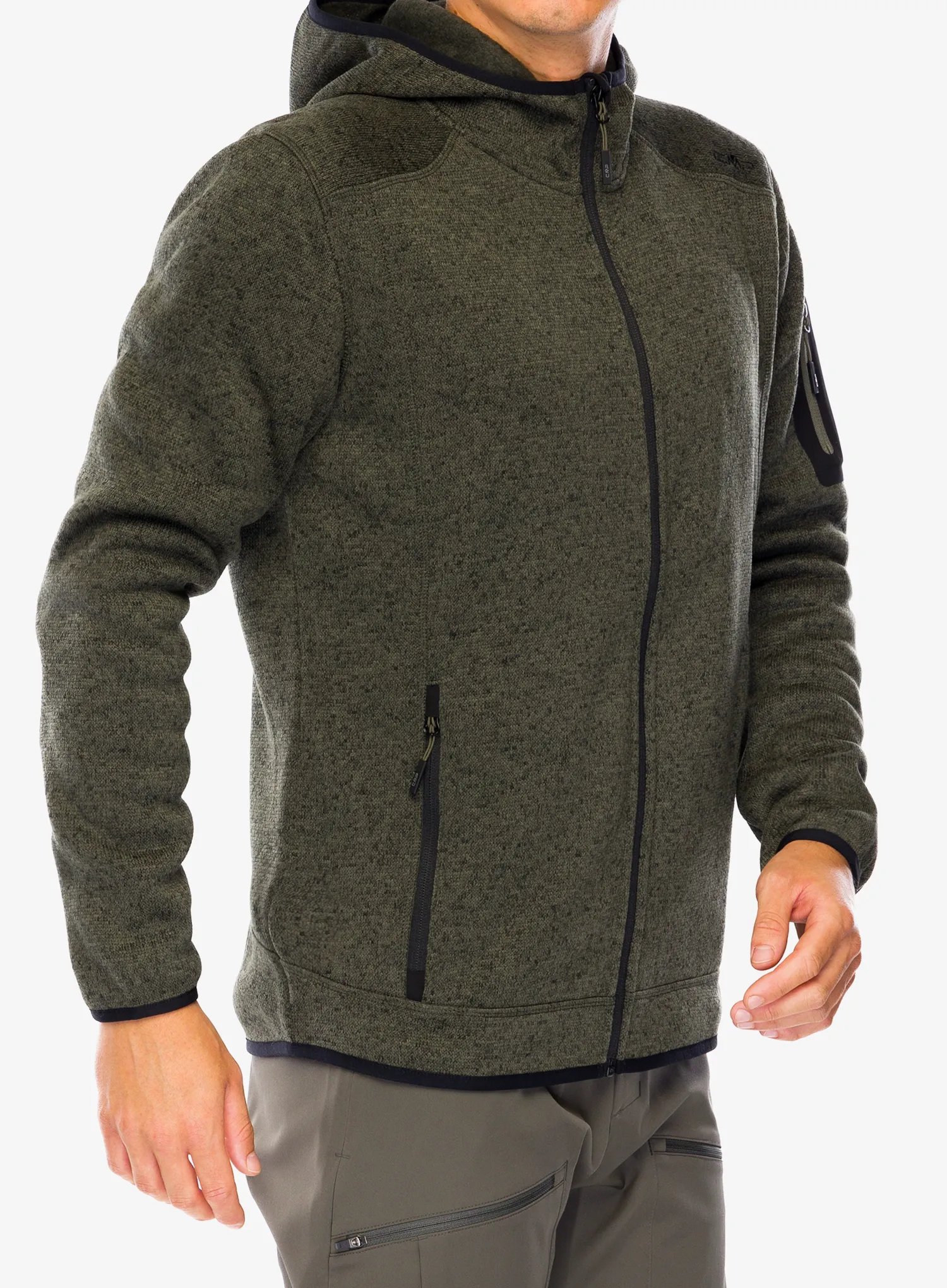 Fleecová bunda CMP Borgis Fix Hood Jacket - olive/nero
