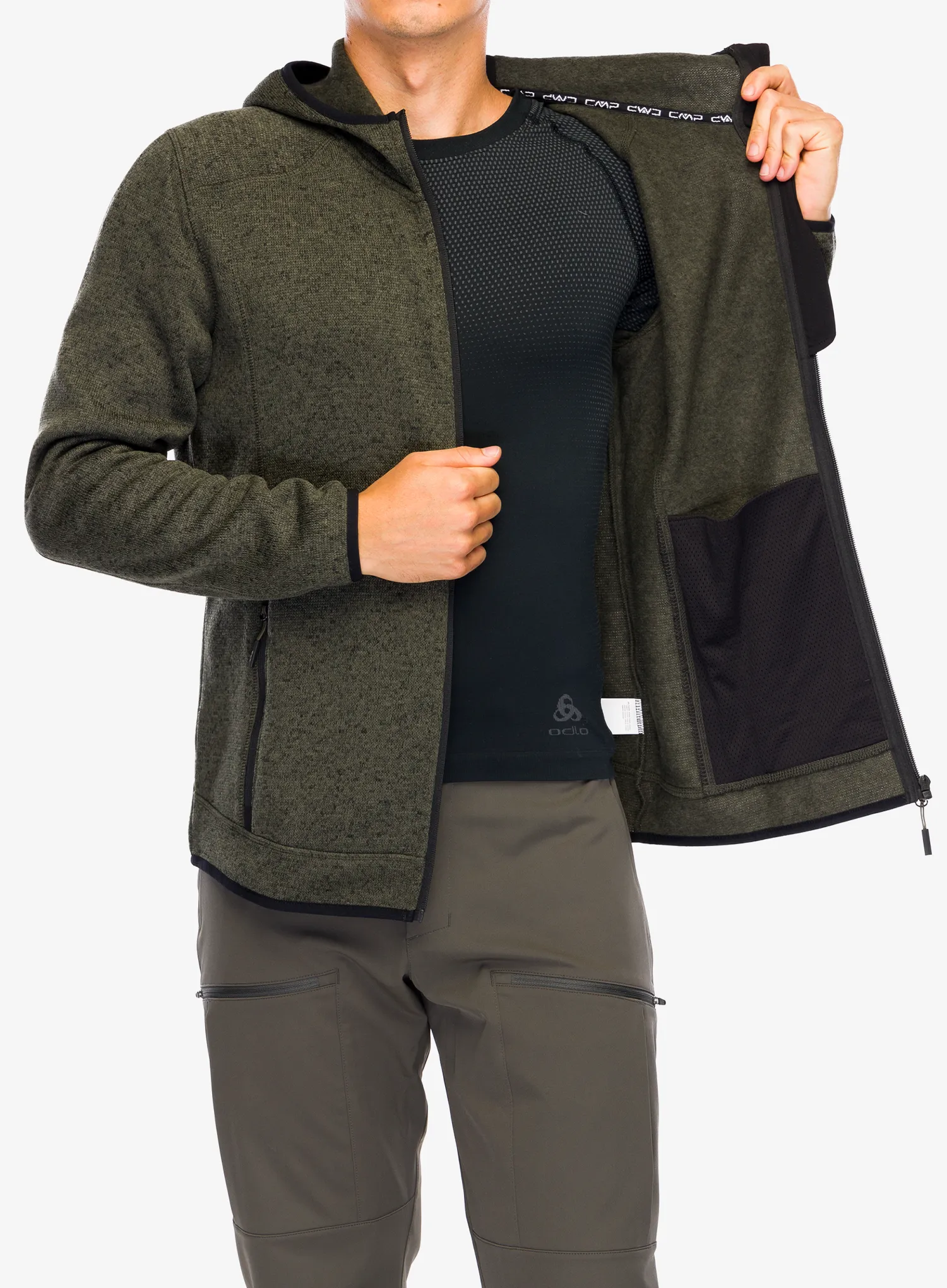 Fleecová bunda CMP Borgis Fix Hood Jacket - olive/nero