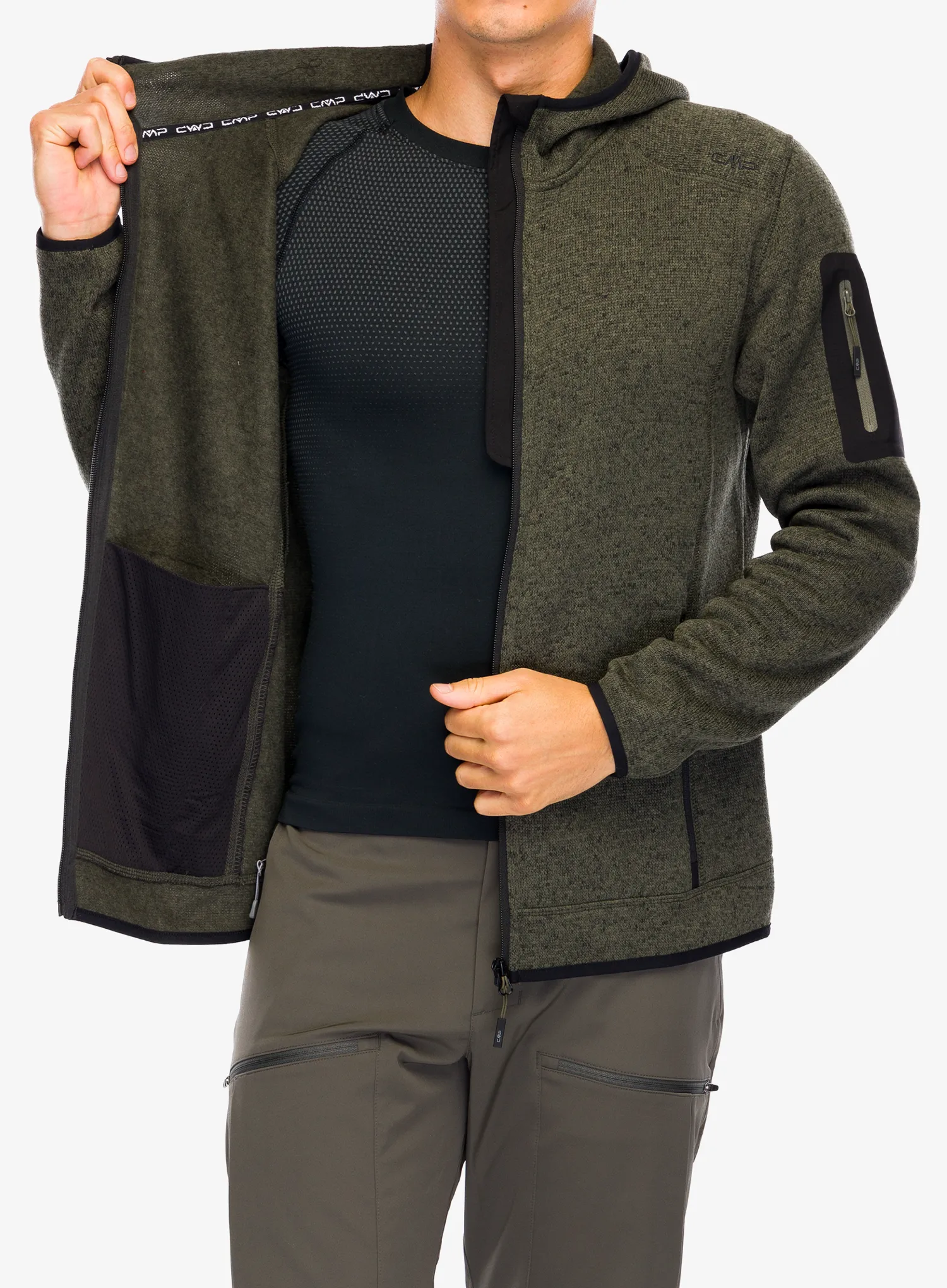 Fleecová bunda CMP Borgis Fix Hood Jacket - olive/nero