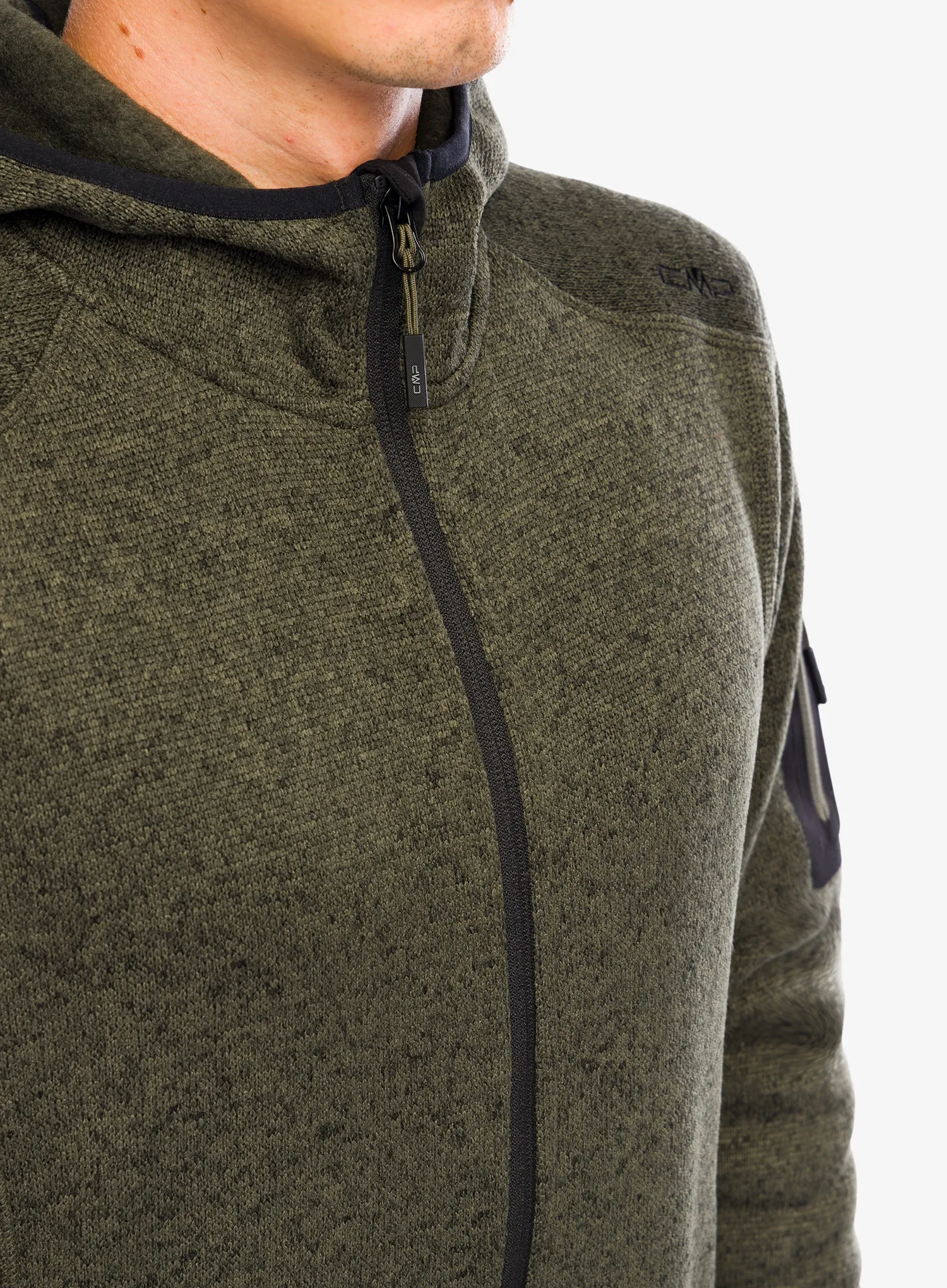 Fleecová bunda CMP Borgis Fix Hood Jacket - olive/nero