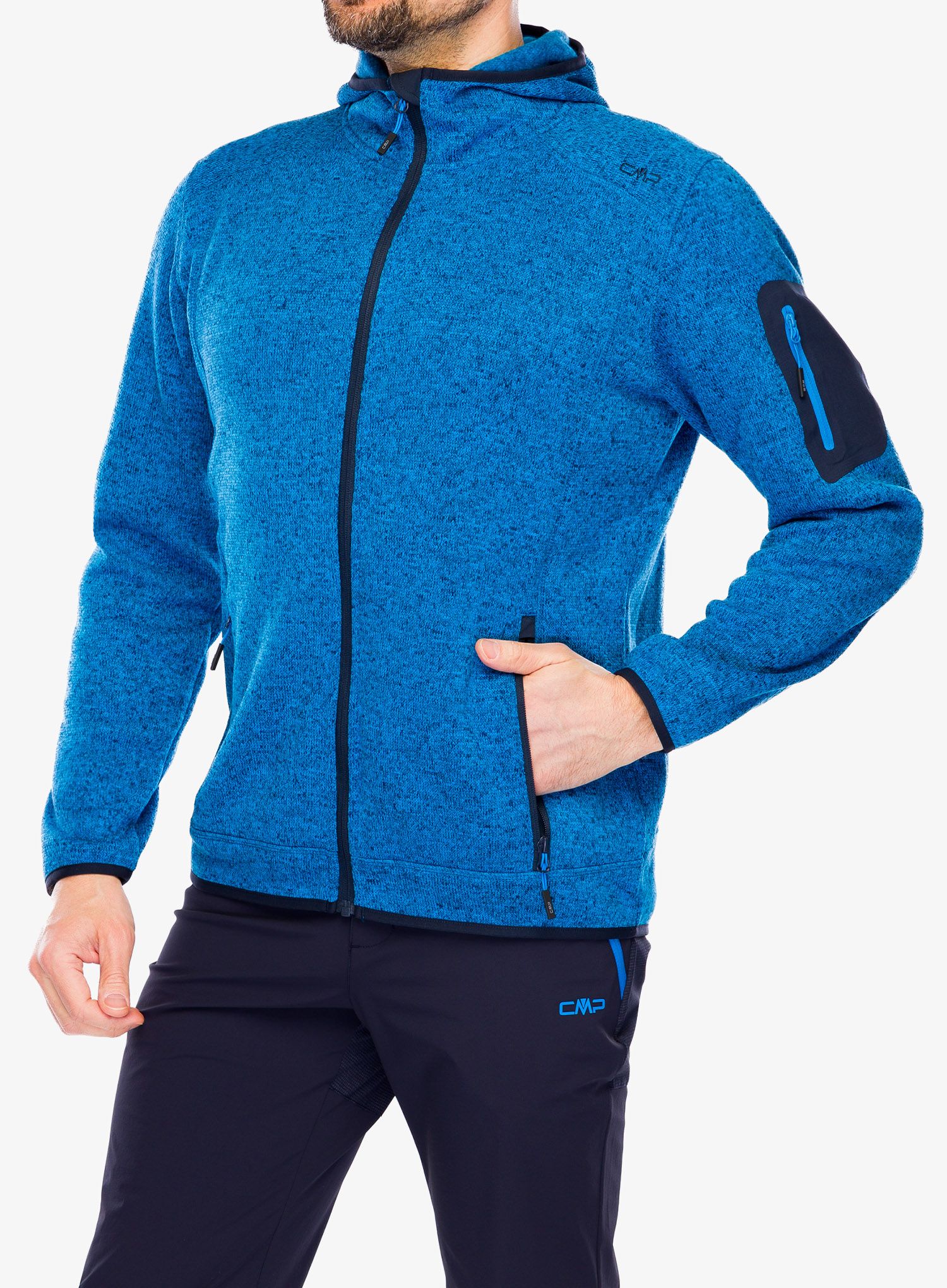 Fleecová bunda CMP Borgis Fix Hood Jacket - river/black blue