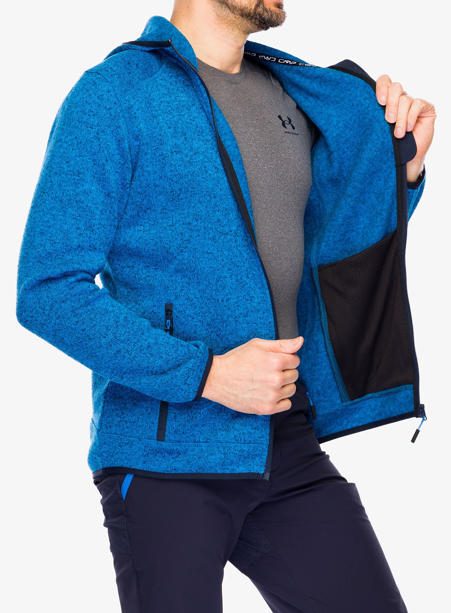 Fleecová bunda CMP Borgis Fix Hood Jacket - river/black blue