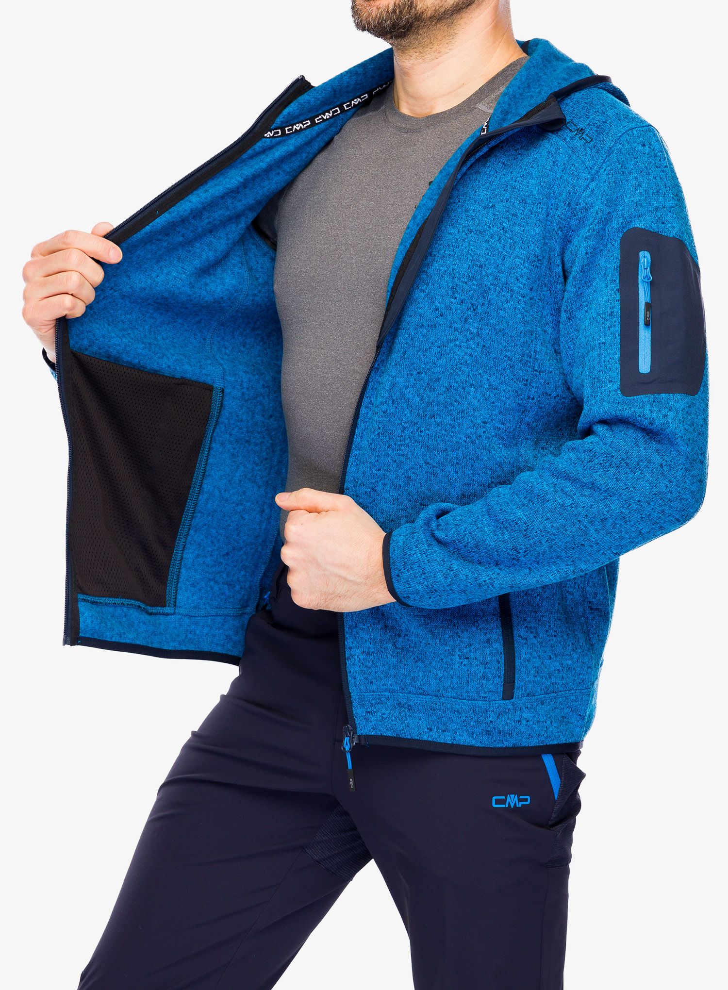 Fleecová bunda CMP Borgis Fix Hood Jacket - river/black blue