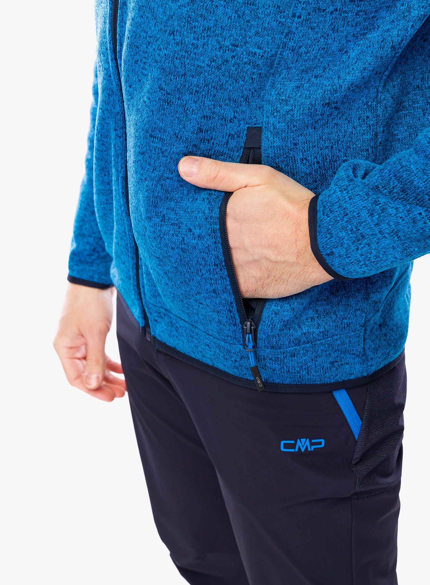 Fleecová bunda CMP Borgis Fix Hood Jacket - river/black blue