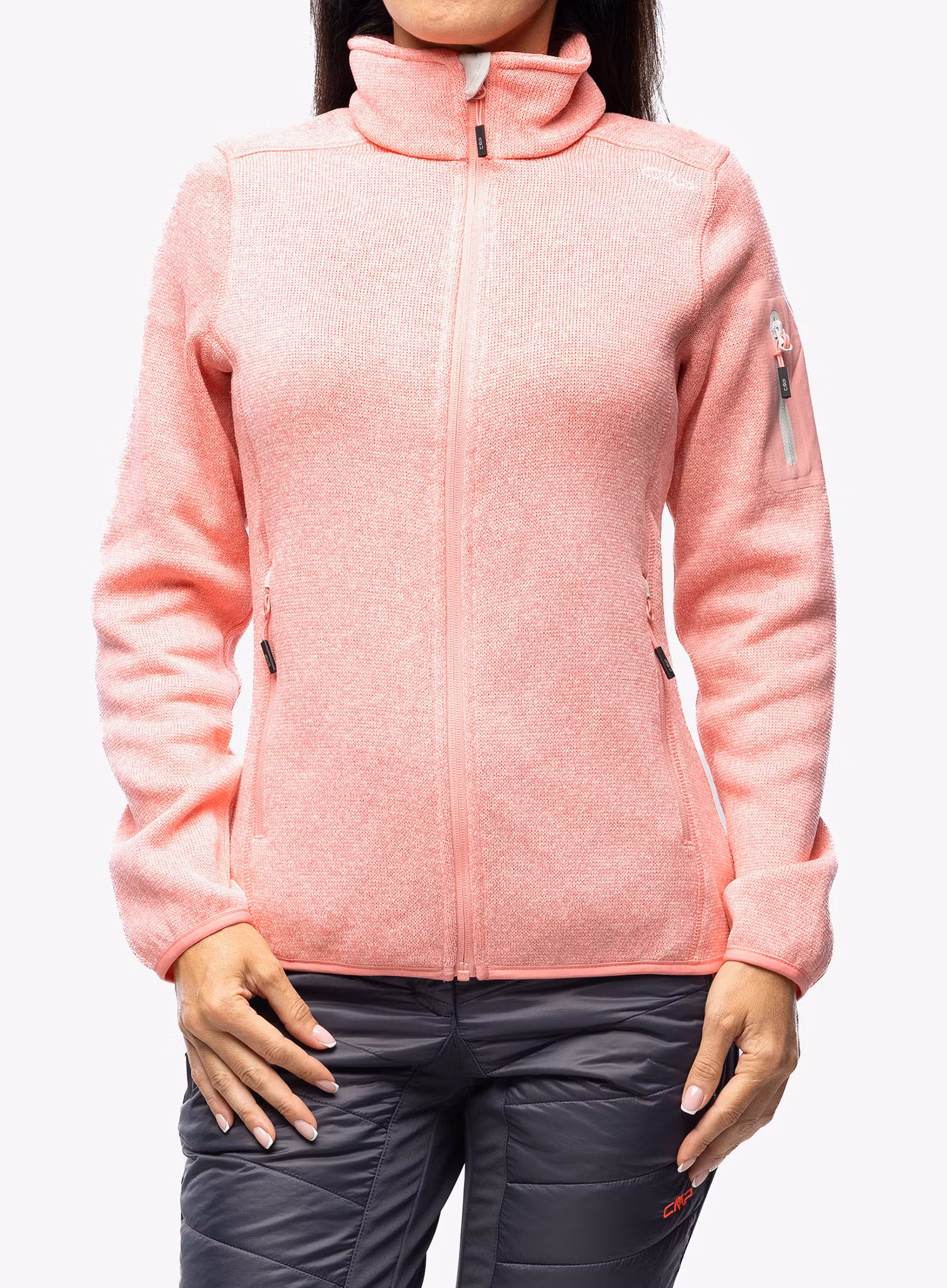 Fleece mikina dámská CMP Haze Jacket Knitted - pesca/gesso