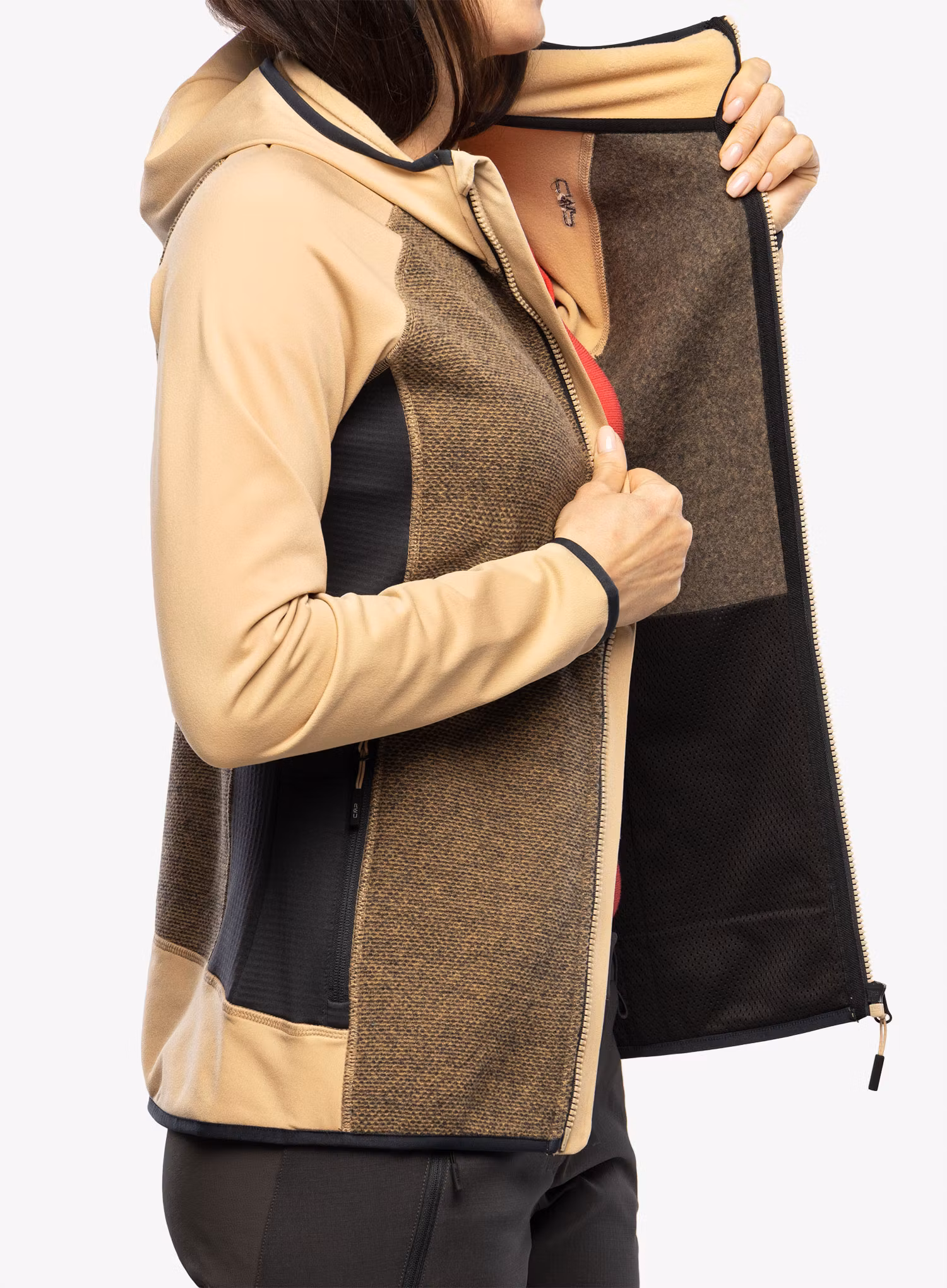 Fleecová mikina dámská CMP Jacket Fix Hood Ahri - sesamo/antracite