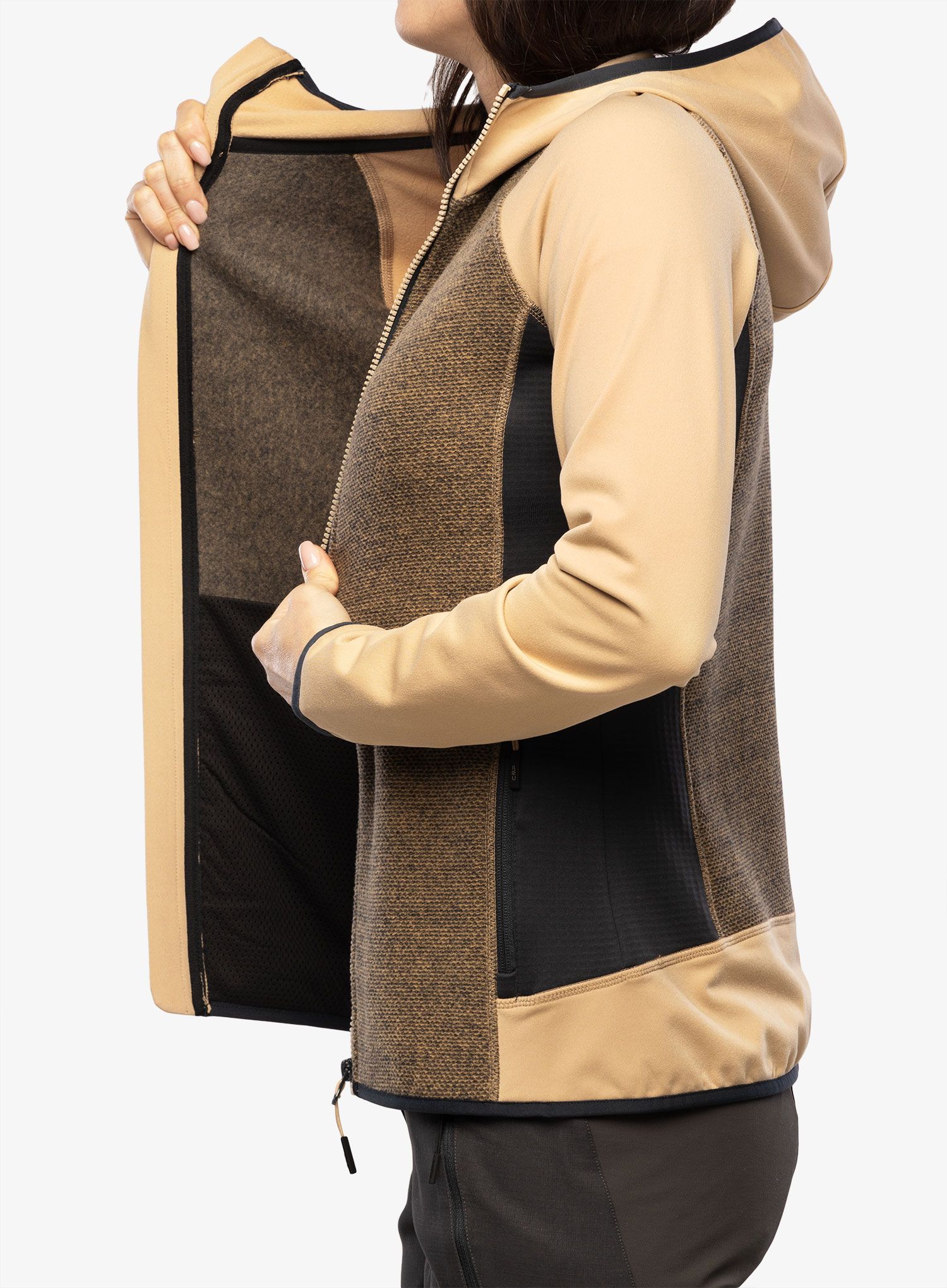 Fleecová mikina dámská CMP Jacket Fix Hood Ahri - sesamo/antracite
