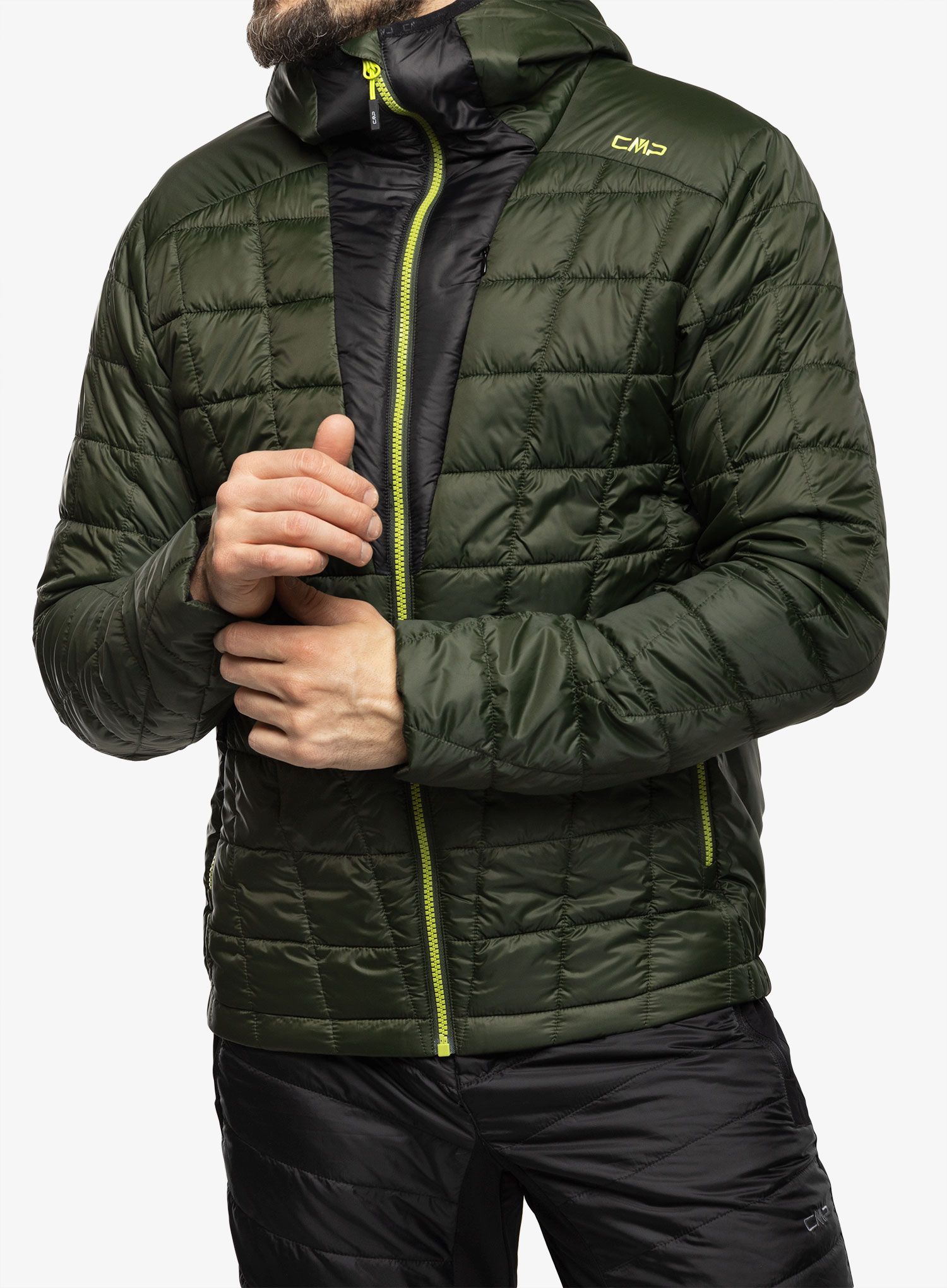 Zateplená bunda CMP Jacket Fix Hood Master - oil green
