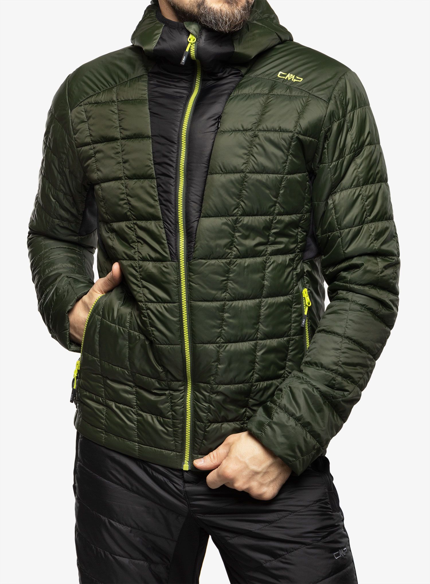 Zateplená bunda CMP Jacket Fix Hood Master - oil green