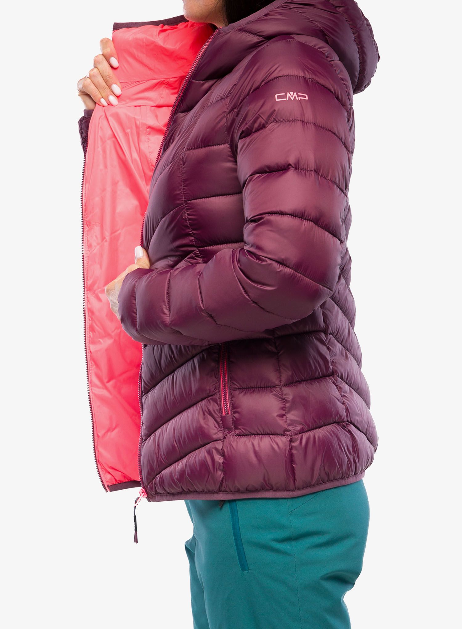 Zateplená bunda dámská CMP Jacket Fix Hood Sivir - burgundy