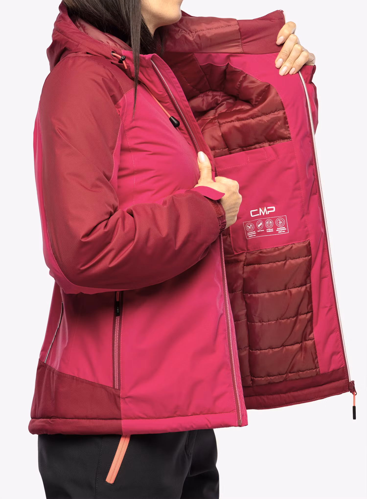 Zateplená bunda dámská CMP Jacket Fix Hood Teemo - fuxia