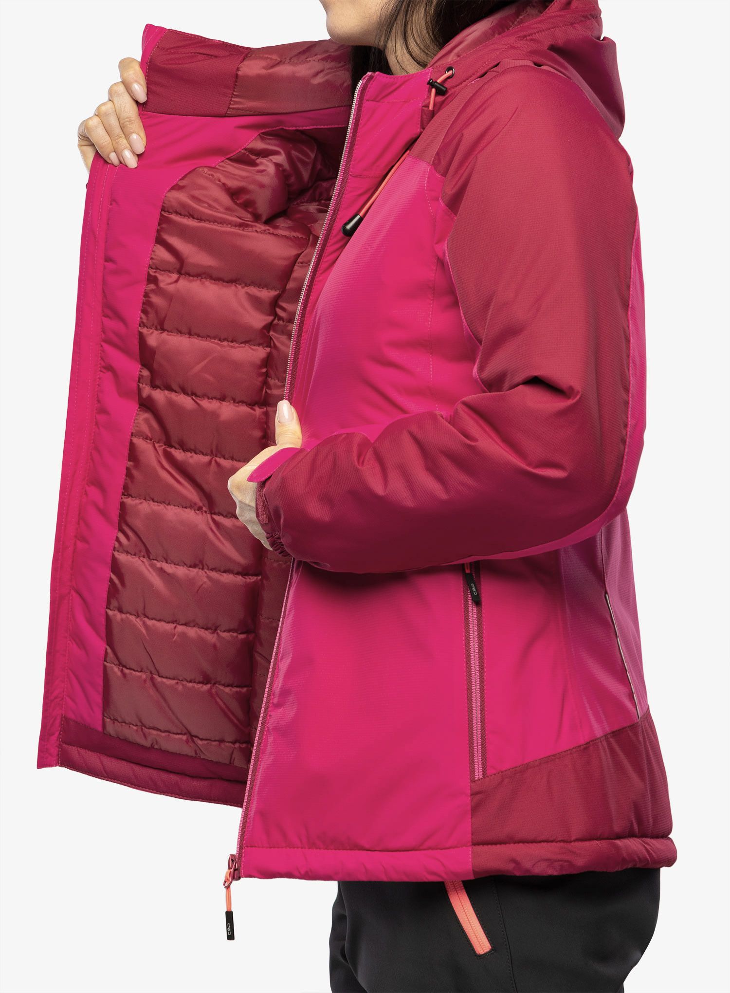 Zateplená bunda dámská CMP Jacket Fix Hood Teemo - fuxia
