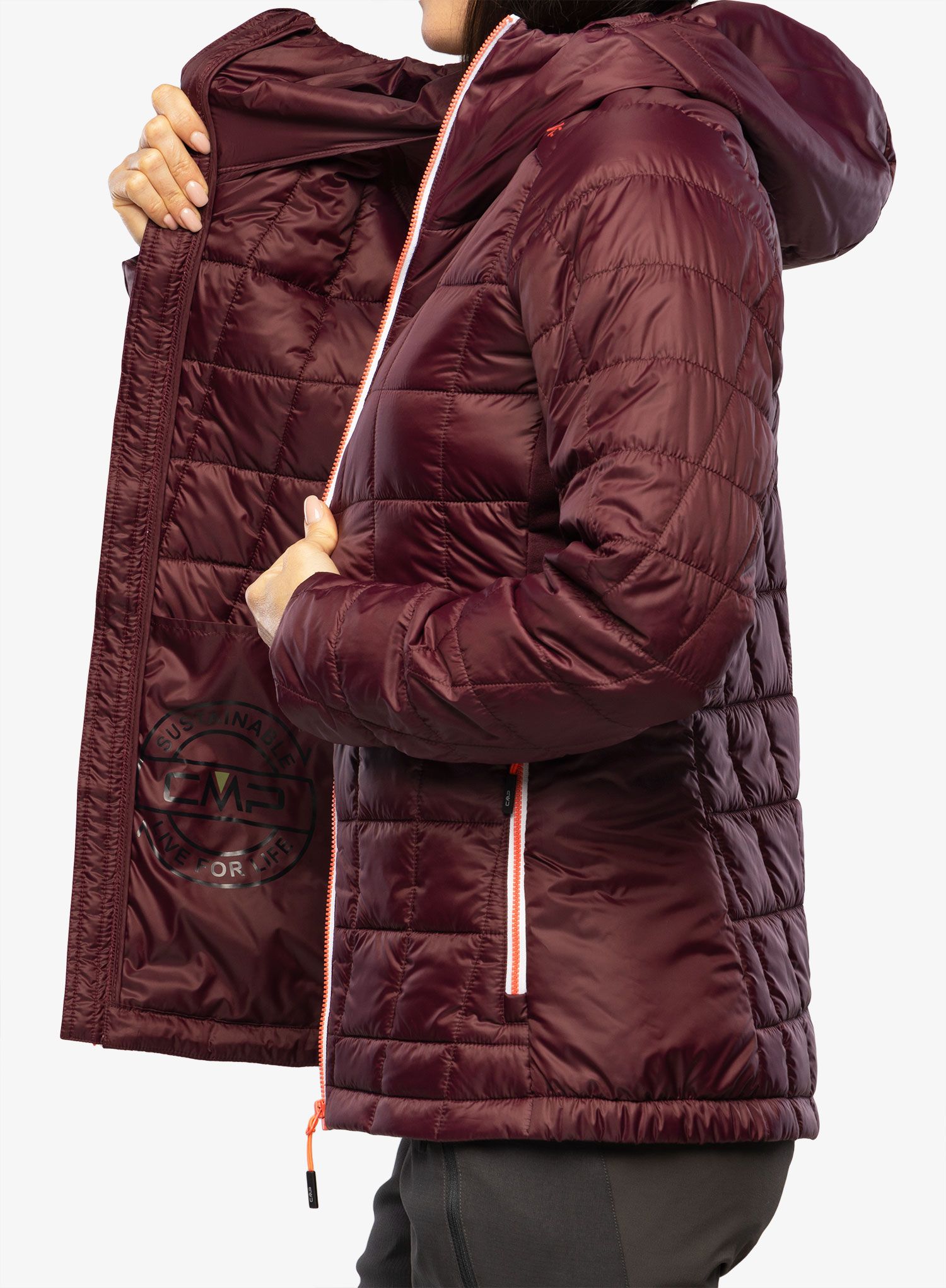 Zateplená bunda dámská CMP Jacket Fix Hood Ziggs - burgundy