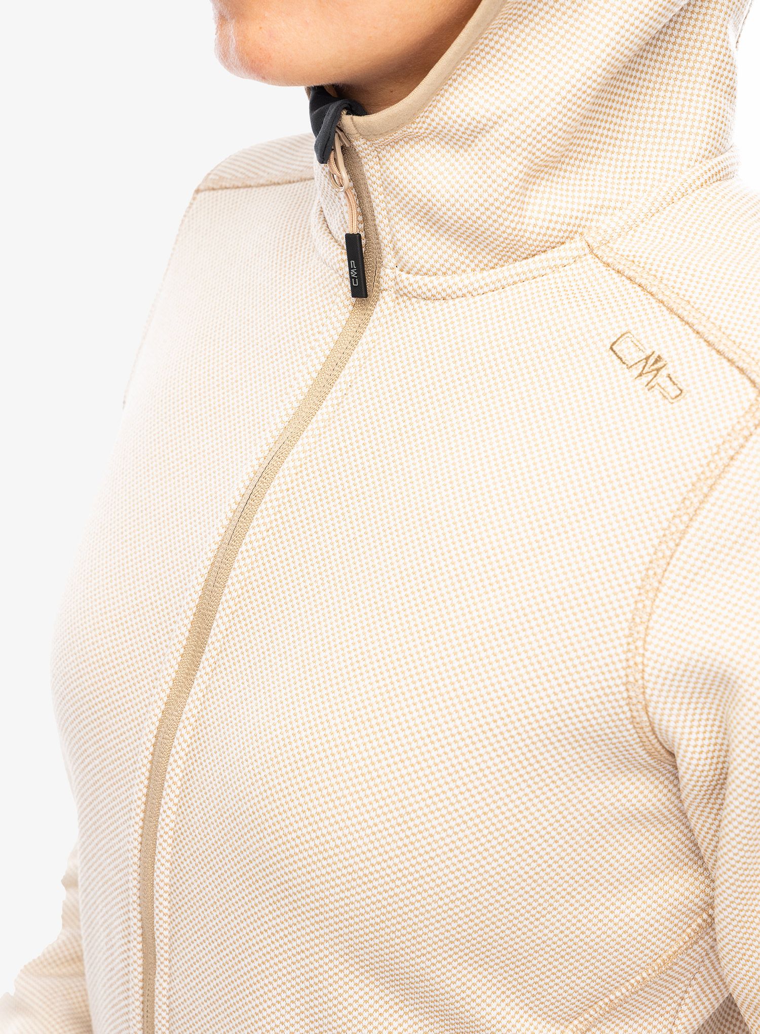 Fleecová mikina dámská CMP Londra Fix Hood Jacket Knitted - b.cogesso/sesamo