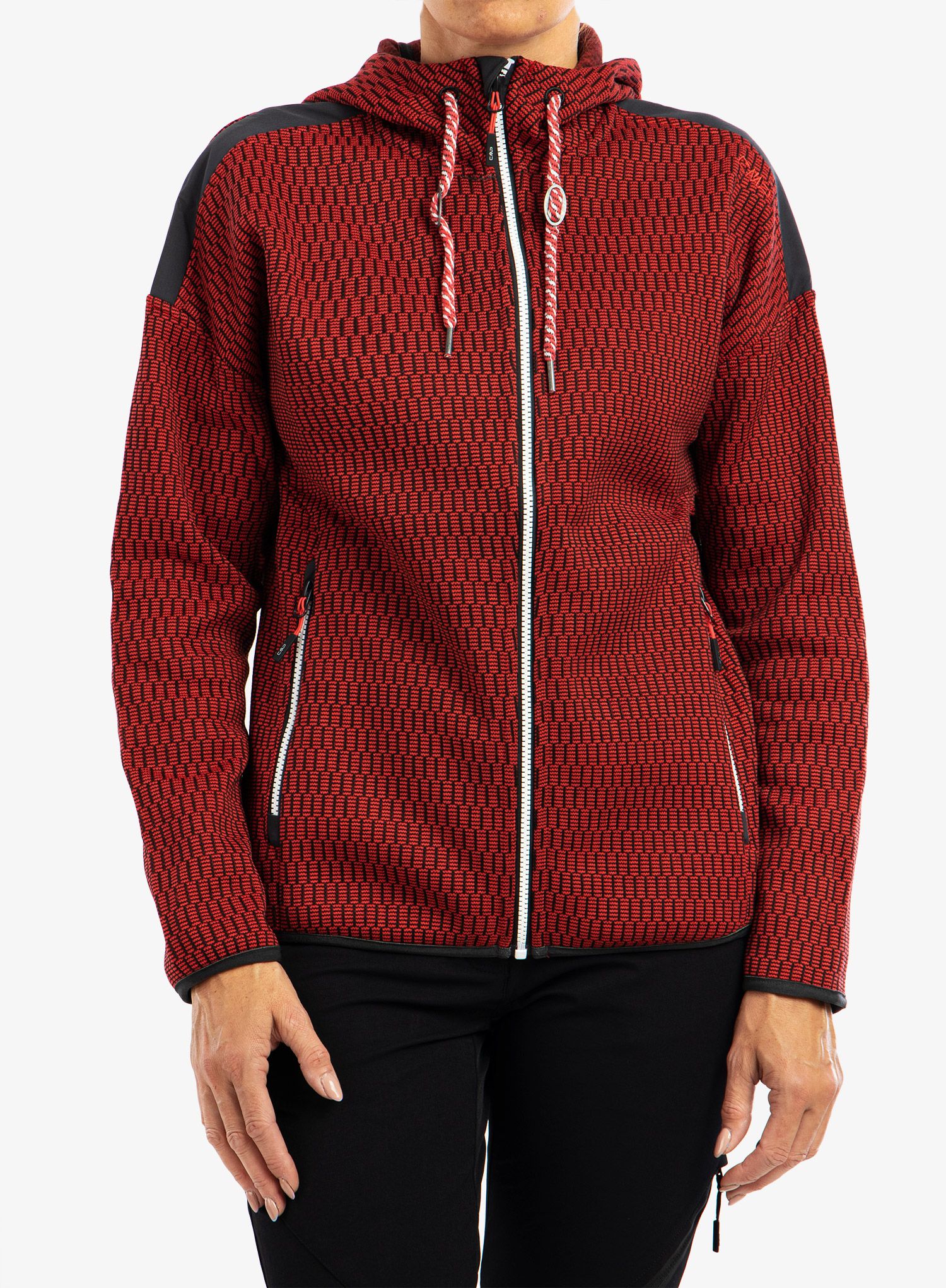Dámská fleecová bunda CMP Lucy Fix Hood Jacket - campari/anthracite