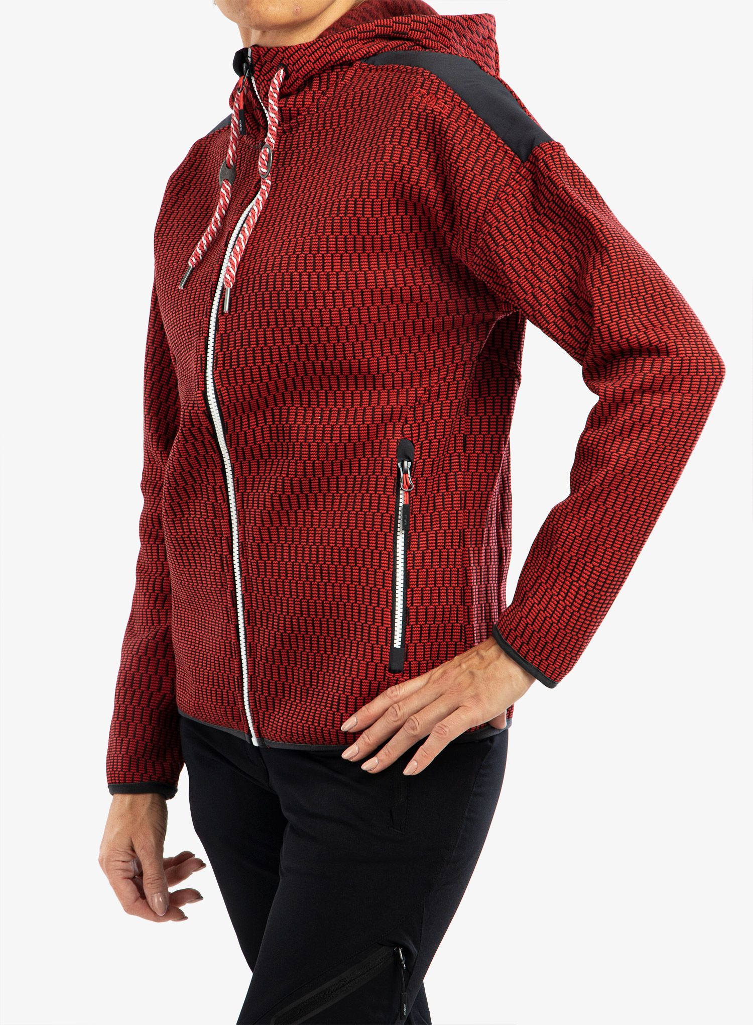 Dámská fleecová bunda CMP Lucy Fix Hood Jacket - campari/anthracite