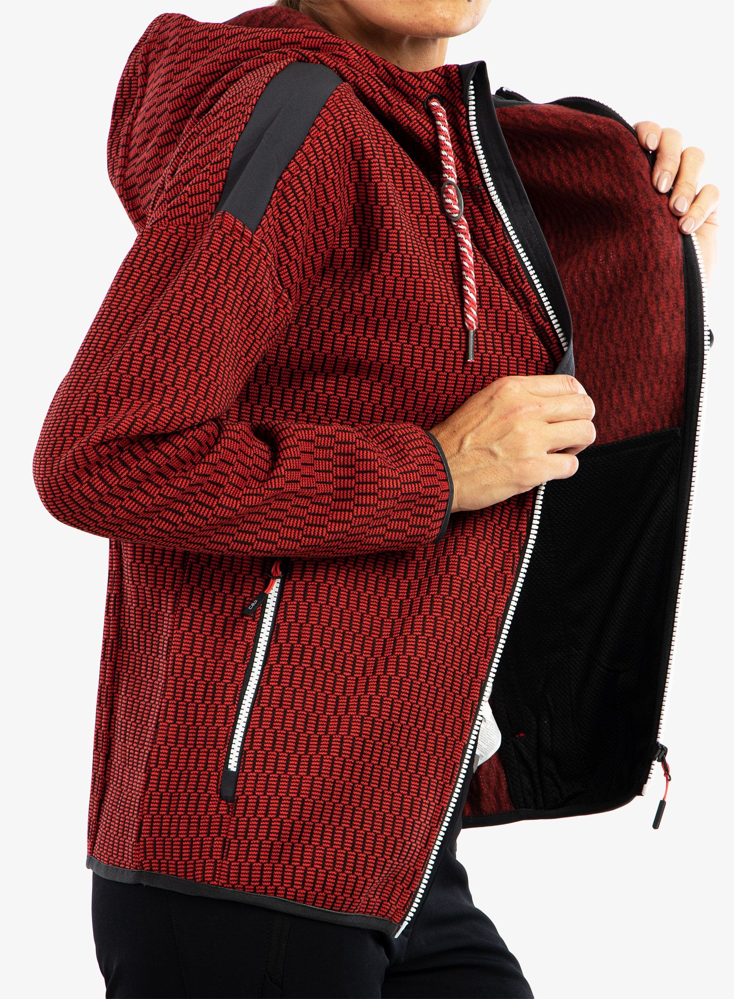 Dámská fleecová bunda CMP Lucy Fix Hood Jacket - campari/anthracite