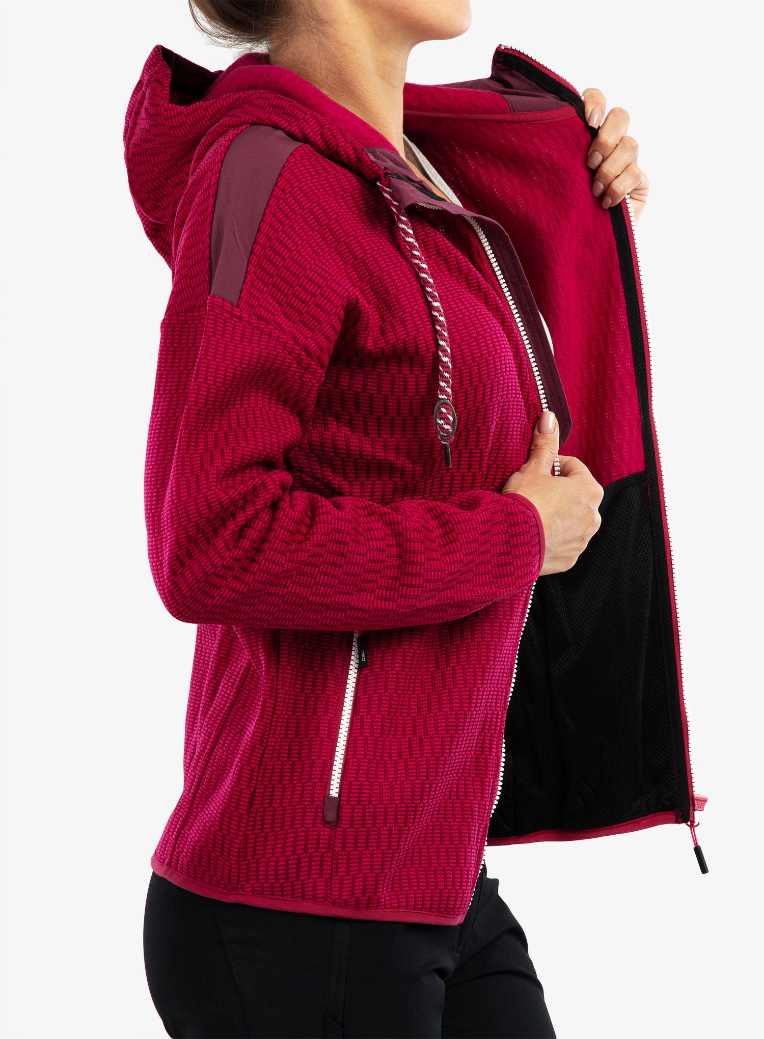 Dámská fleecová bunda CMP Lucy Fix Hood Jacket - fucsia/amaranto