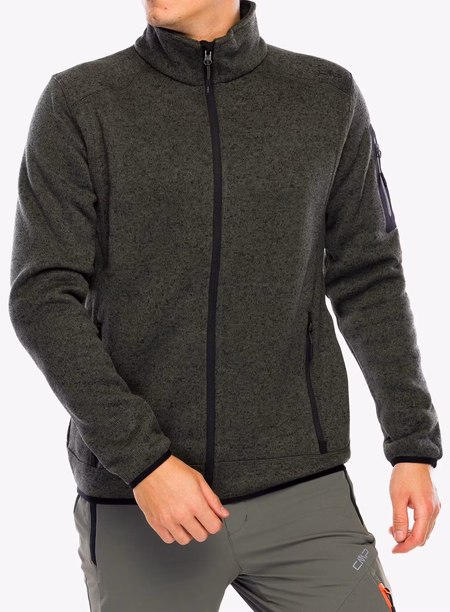 Fleecová mikina CMP Perl Jacket Knitted - olive/nero
