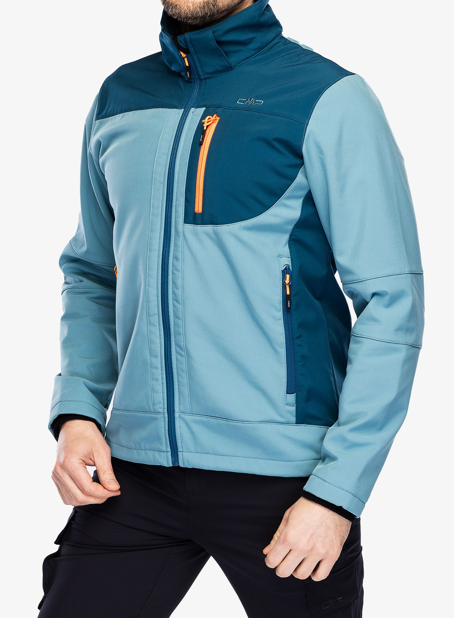 Softshellová bunda pánská CMP Vivo Jacket Zip Hood - hydro/bluesteel