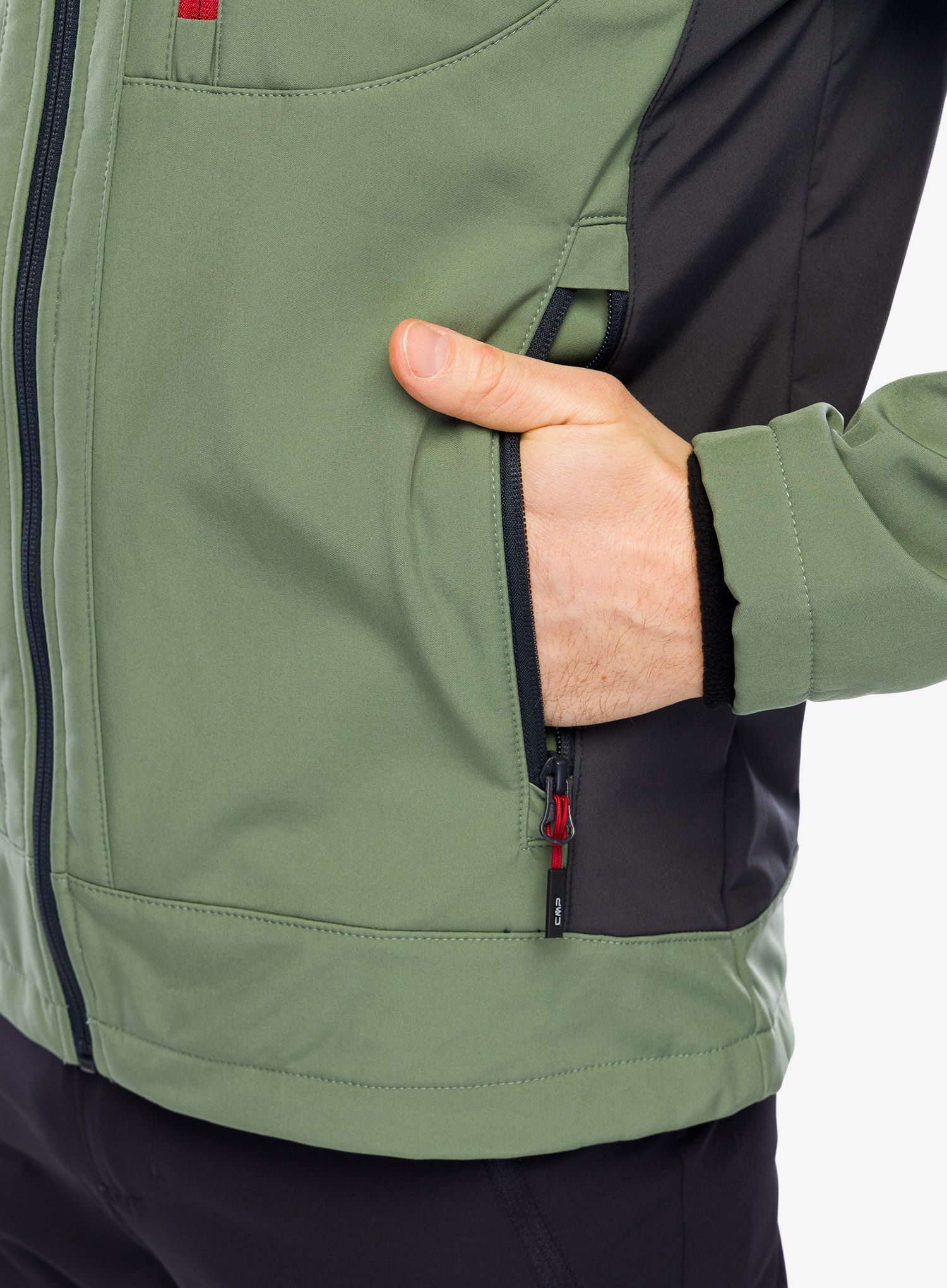Softshellová bunda pánská CMP Vivo Jacket Zip Hood - salvia