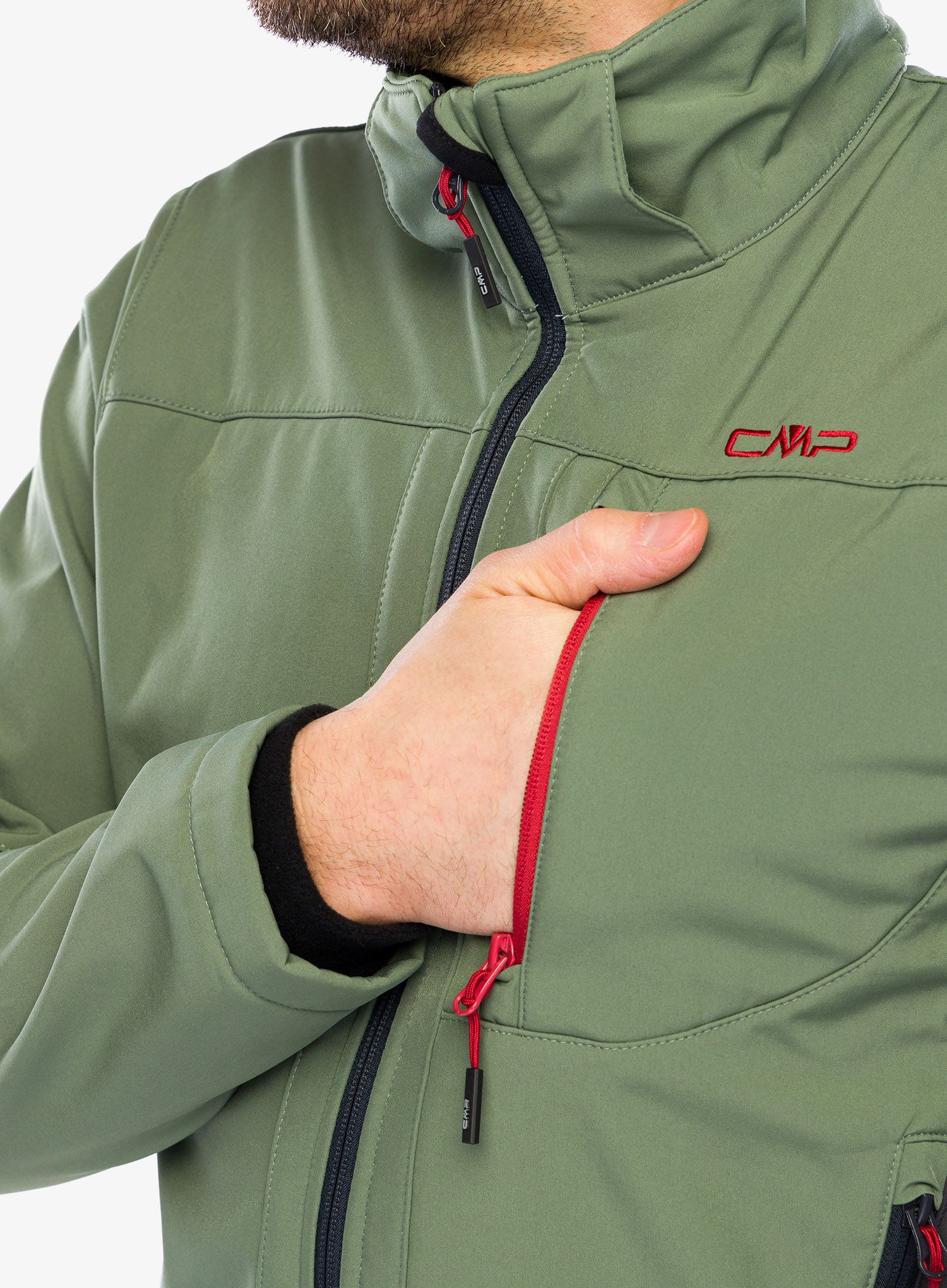 Softshellová bunda pánská CMP Vivo Jacket Zip Hood - salvia