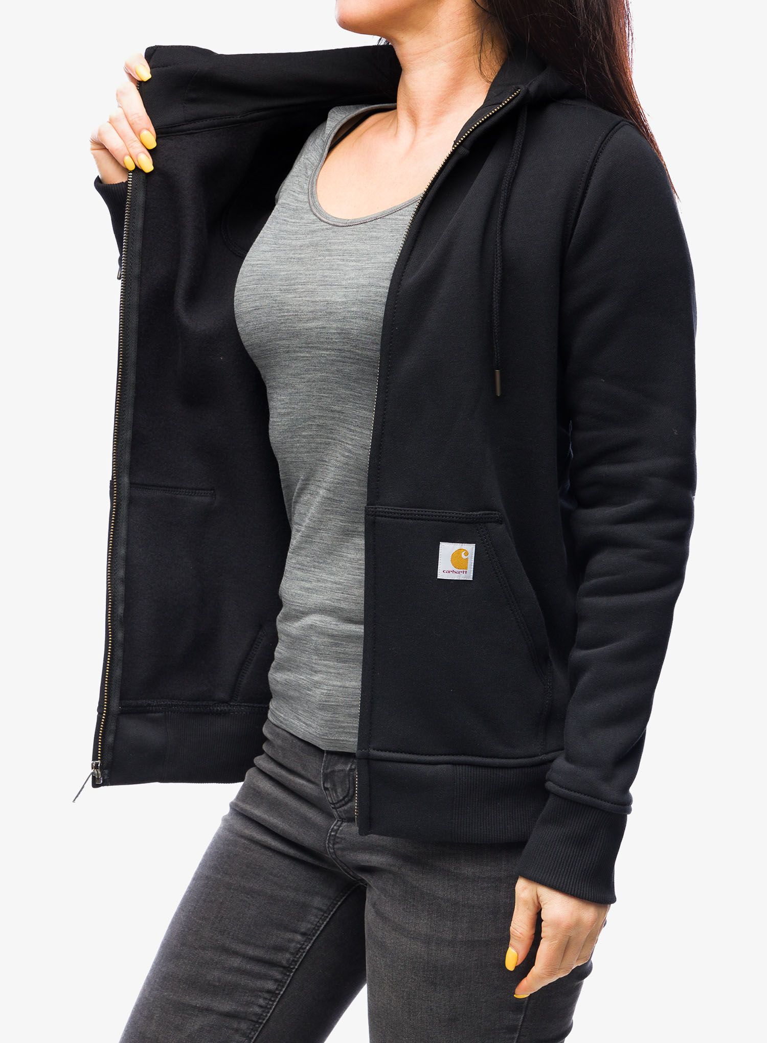 Dámská mikina s kapucí Carhartt Clarksburg Zip Sweatshirt - black