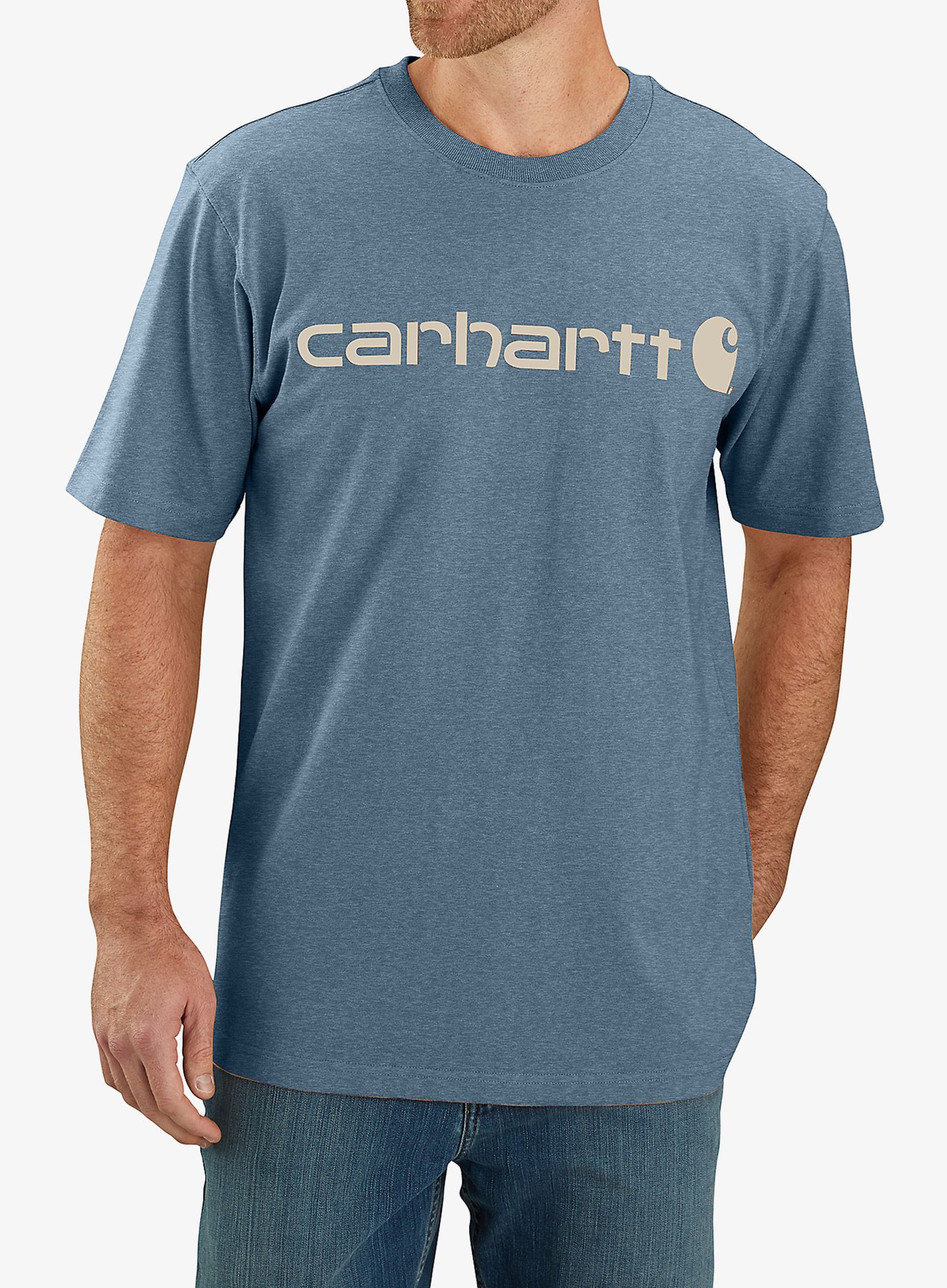 Bavlněné tričko Carhartt Core Logo T-Shirt S/S - thundercloud heather