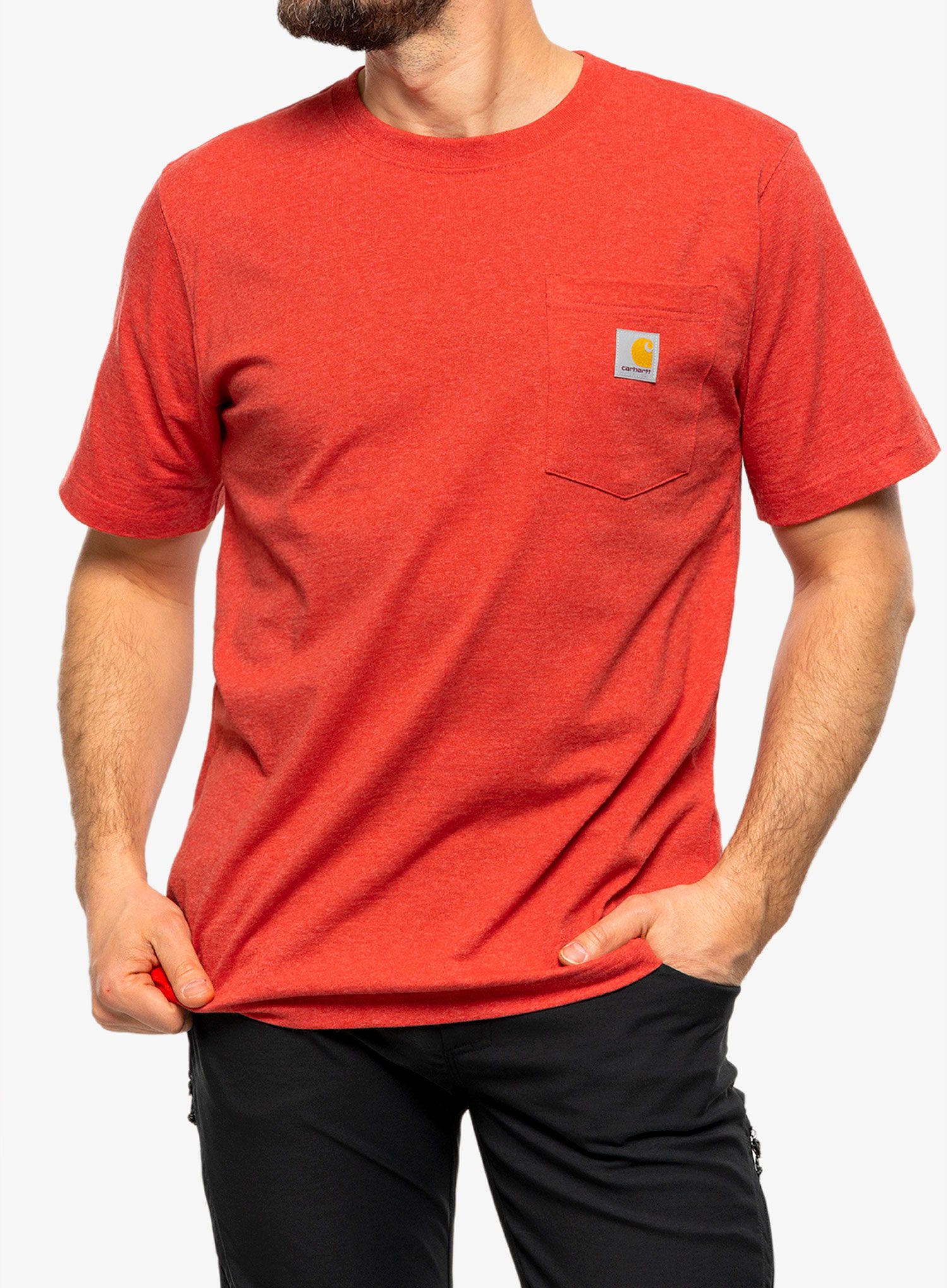 Pánské tričko Carhartt K87 Pocket S/S T-Shirt - fire red heather