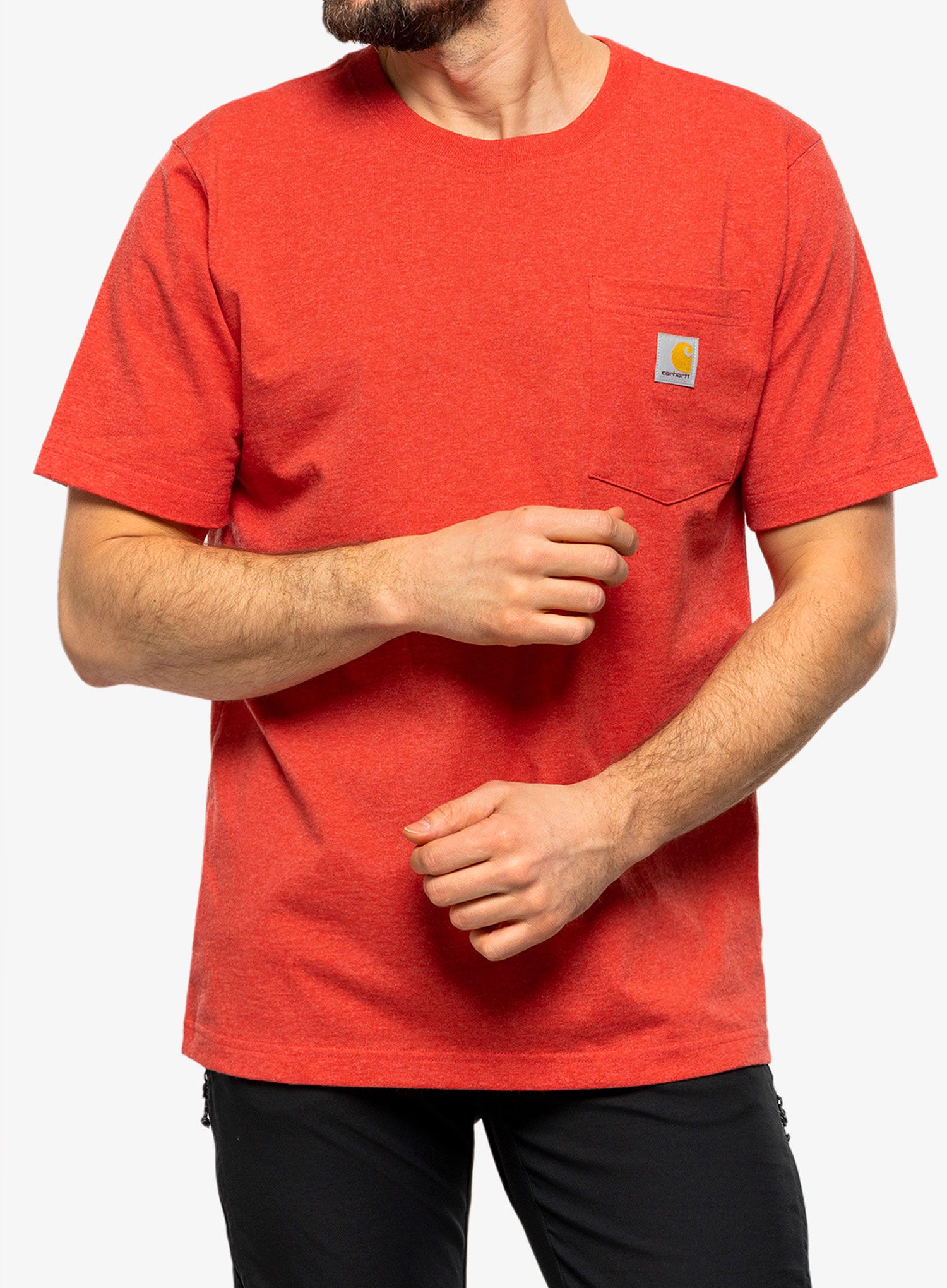Pánské tričko Carhartt K87 Pocket S/S T-Shirt - fire red heather