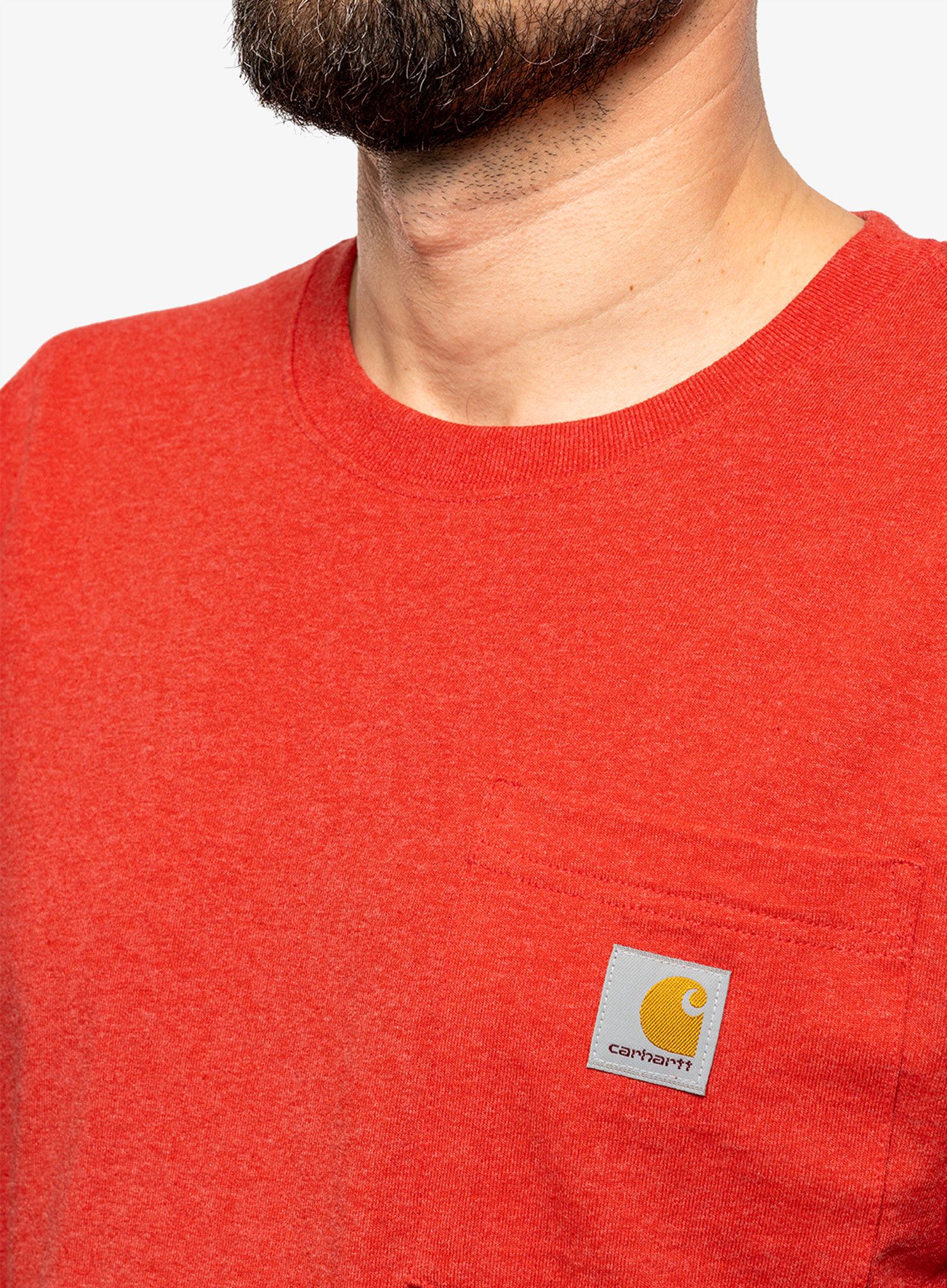 Pánské tričko Carhartt K87 Pocket S/S T-Shirt - fire red heather