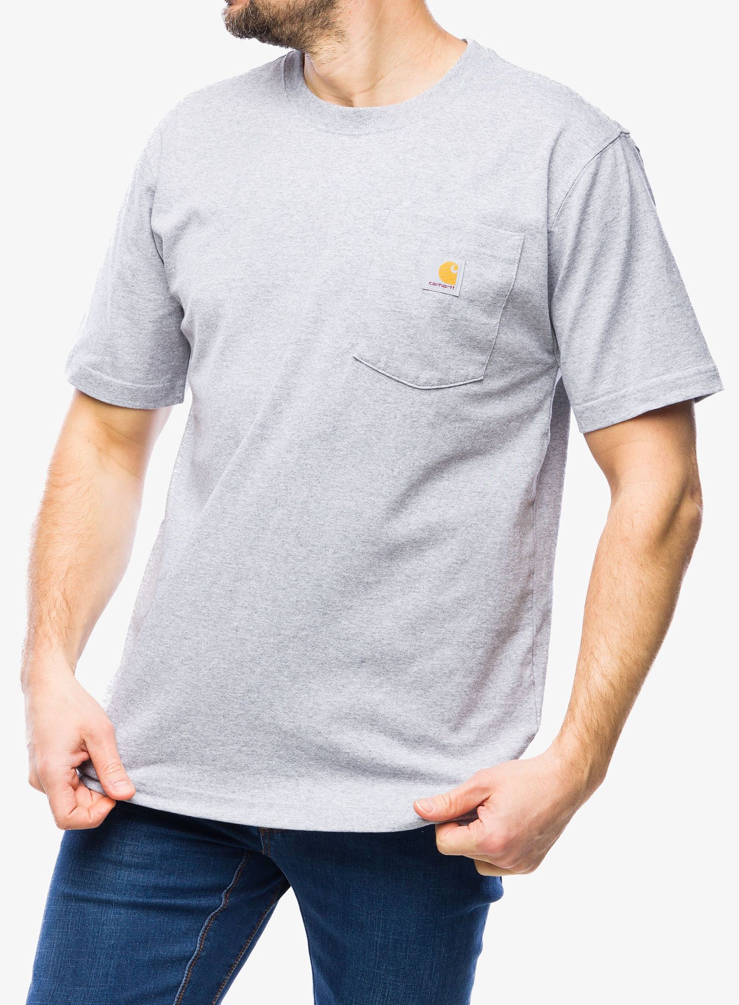 Bavlněné tričko Carhartt K87 Pocket S/S T-Shirt - heather grey
