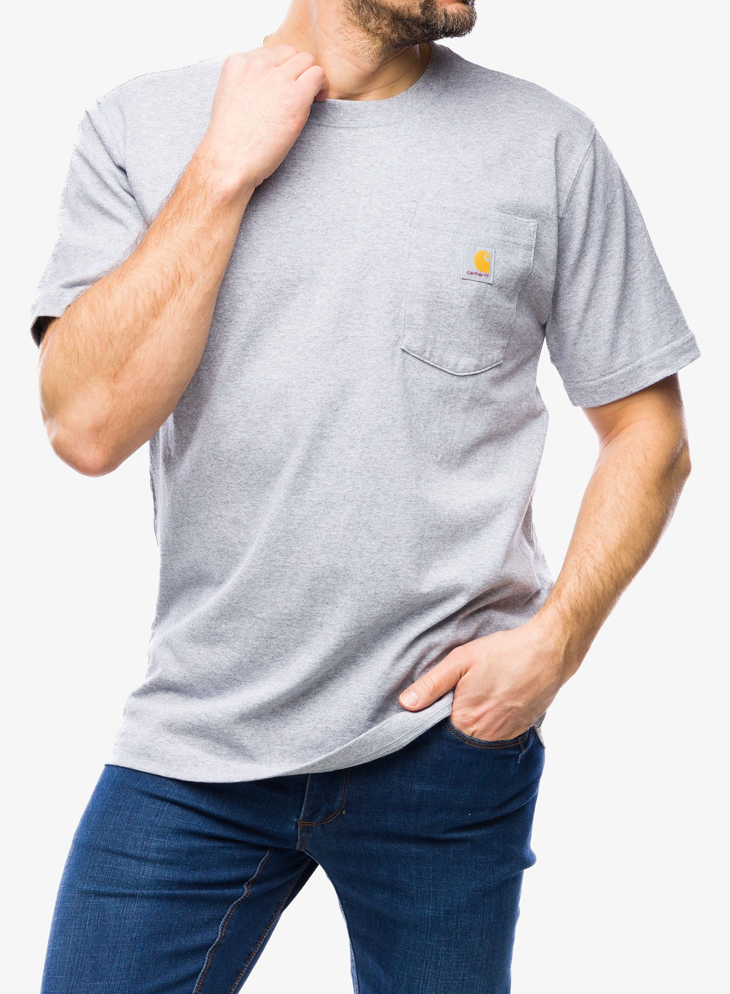 Bavlněné tričko Carhartt K87 Pocket S/S T-Shirt - heather grey
