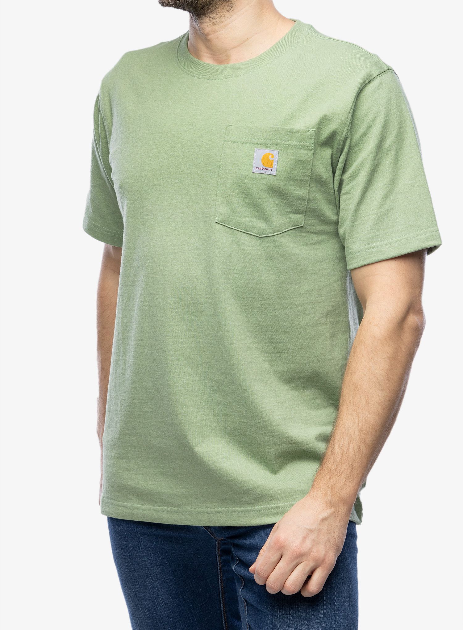 Bavlněné tričko Carhartt K87 Pocket S/S T-Shirt - loden frost heather