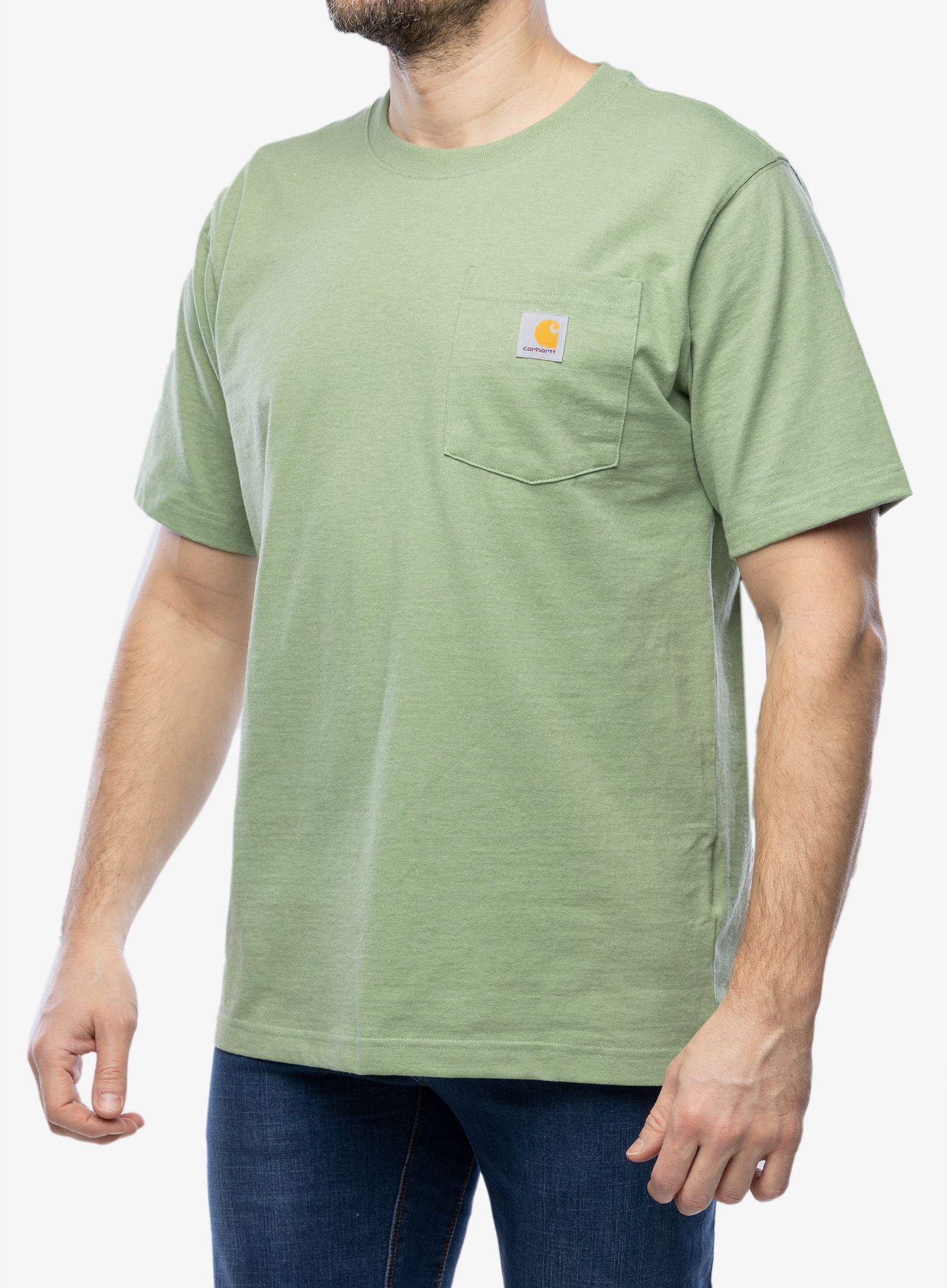 Bavlněné tričko Carhartt K87 Pocket S/S T-Shirt - loden frost heather