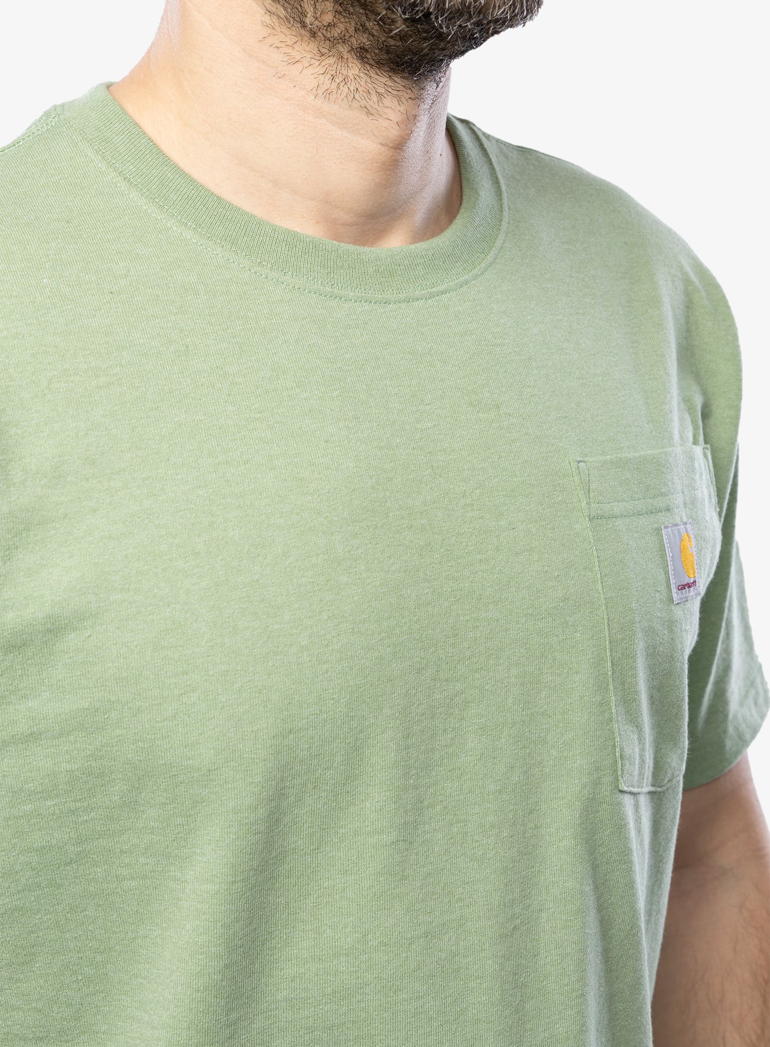 Bavlněné tričko Carhartt K87 Pocket S/S T-Shirt - loden frost heather