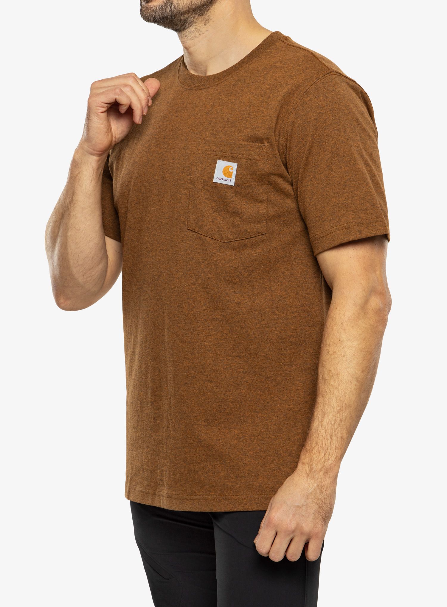 Bavlněné tričko Carhartt K87 Pocket S/S T-Shirt - oiled walnut heather